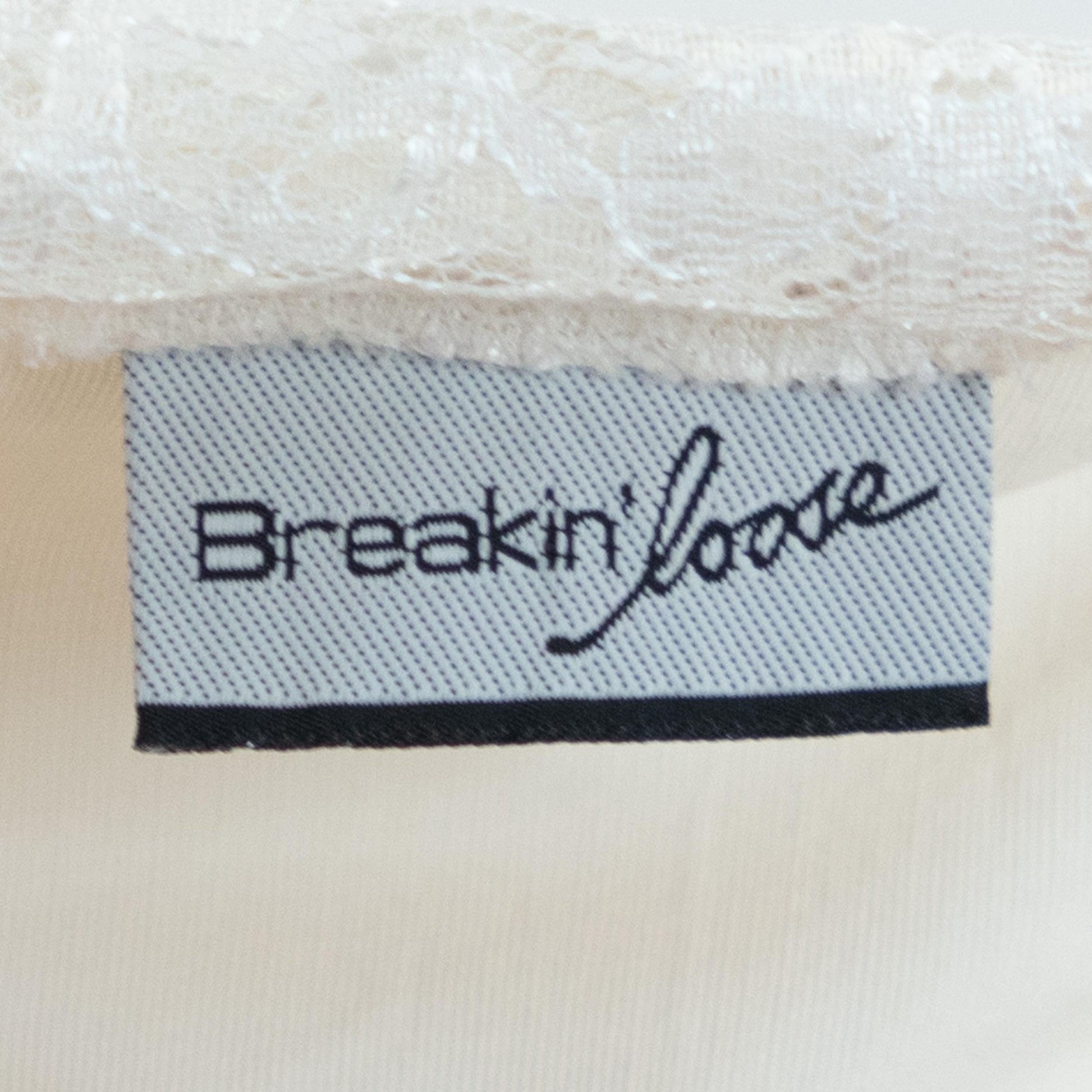 Vintage 80s Ivory Lace Panel High-Low Hem Blouse - Small