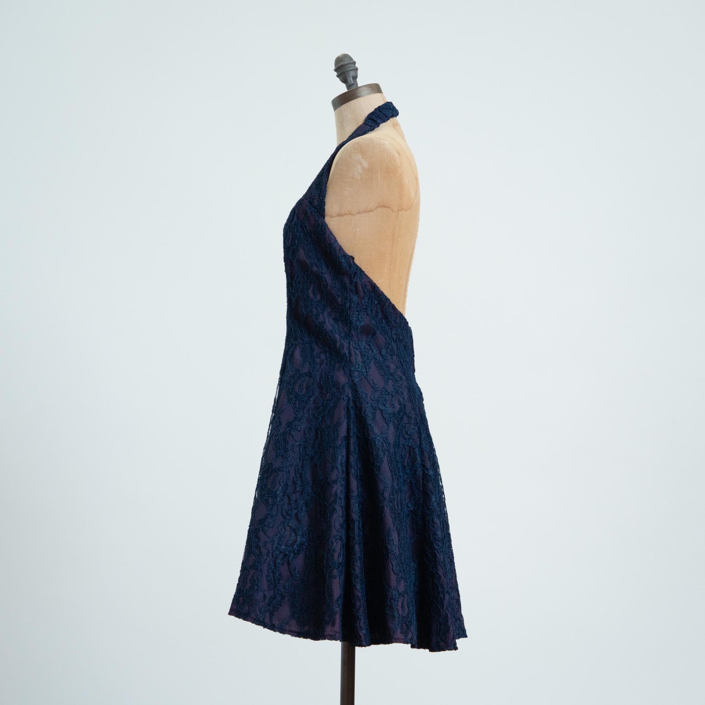 Vintage 90s Navy Blue Lace Mini Party Dress - Medium