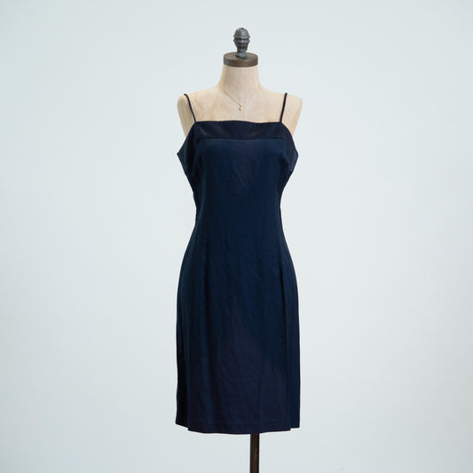 Vintage 90s Midnight Blue Cocktail Dress - Medium