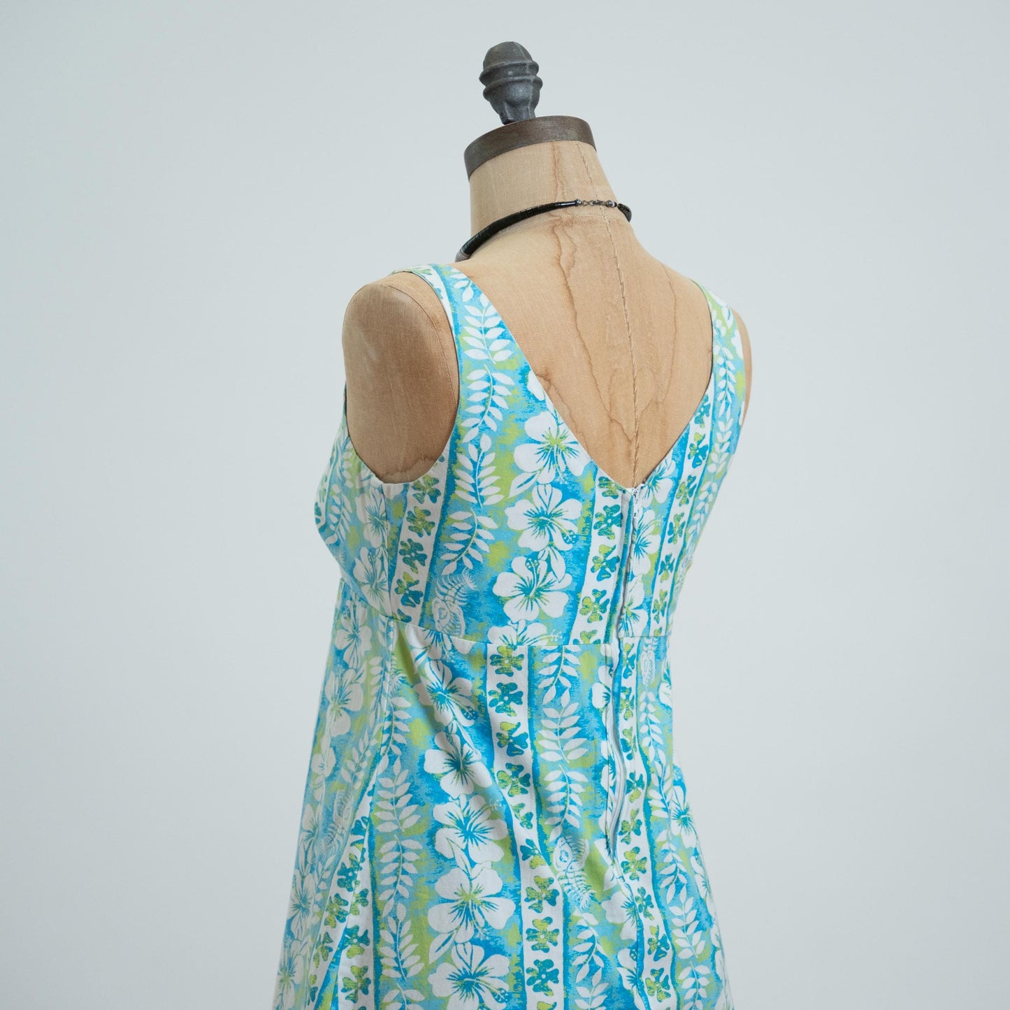 Vintage Y2K Hawaiian Blue Floral Babydoll Mini Dress - Extra Small