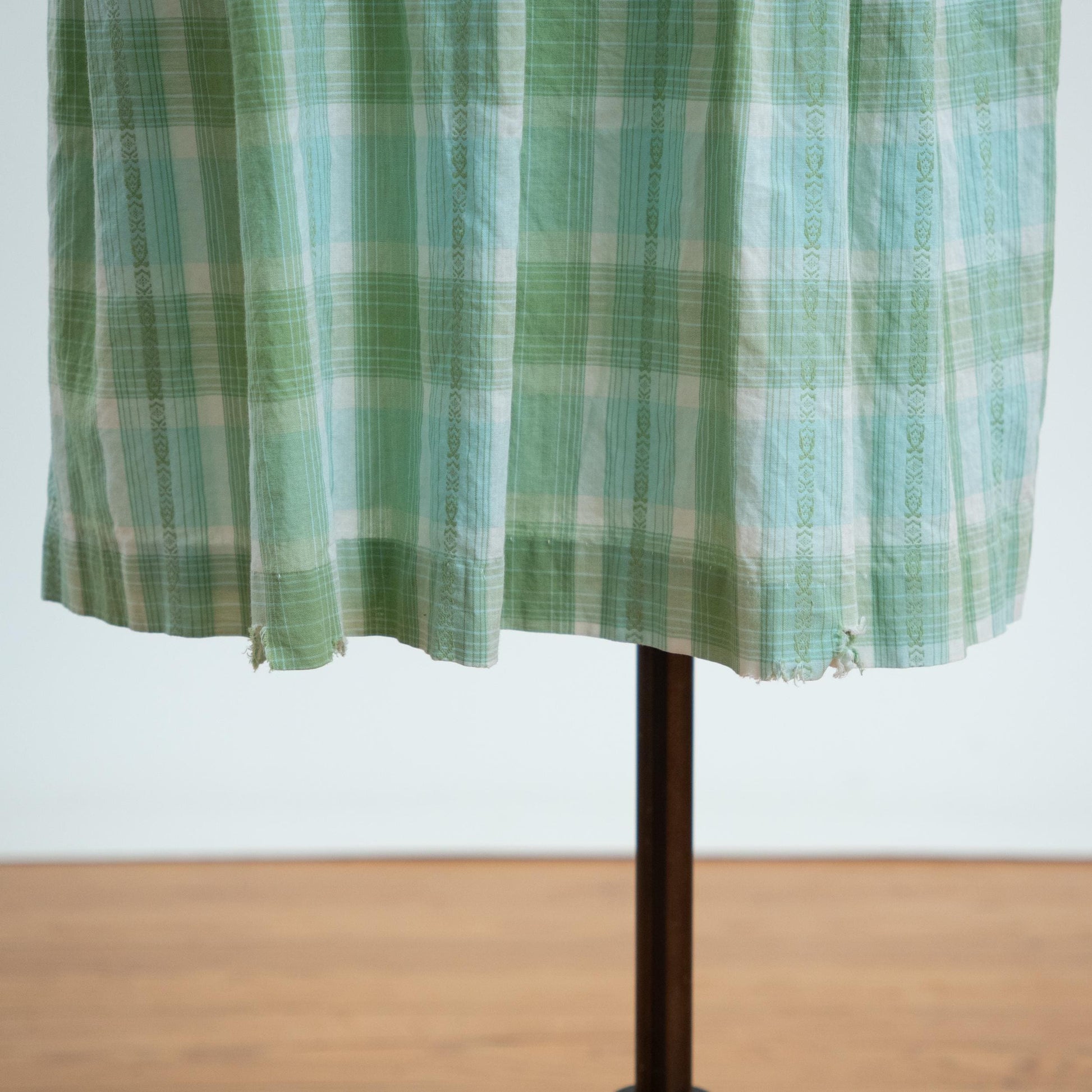 Vintage 50s Green & Blue Plaid Midi Day Dress - Medium to Large