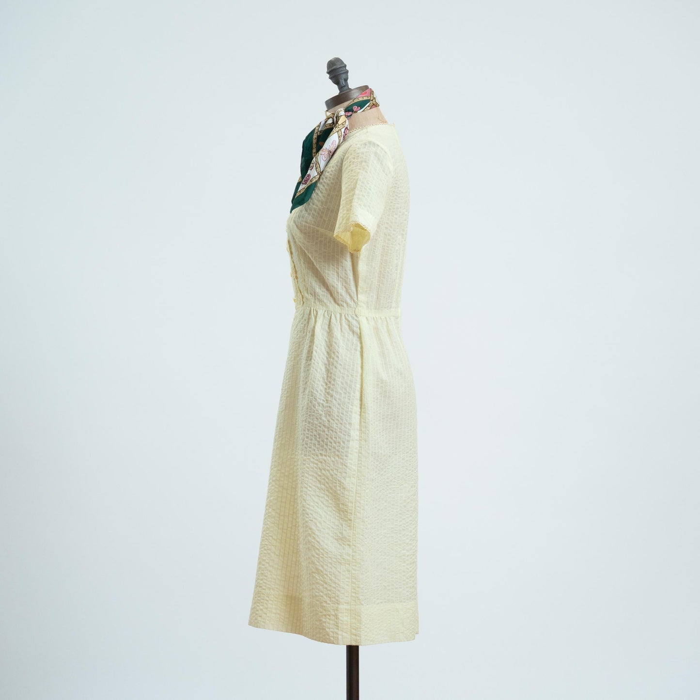 Vintage 60s Dauphine Butter Yellow Midi Dress - Small