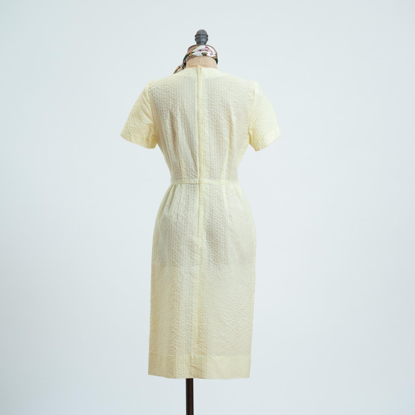 Vintage 60s Dauphine Butter Yellow Midi Dress - Small