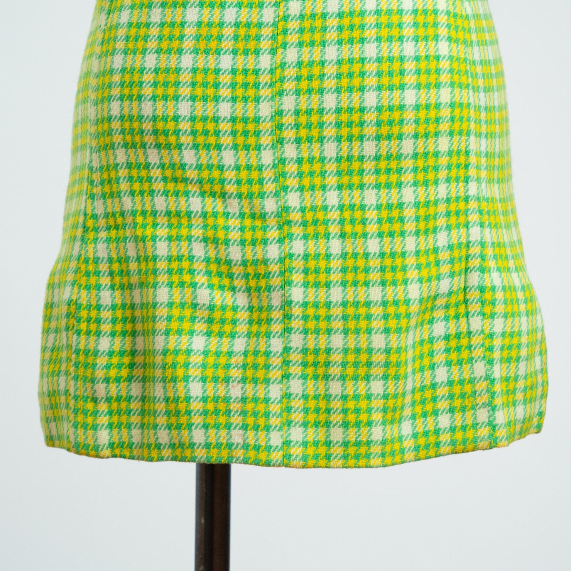 Vintage 60s Lime Green Plaid Pinafore, As Is - XXS