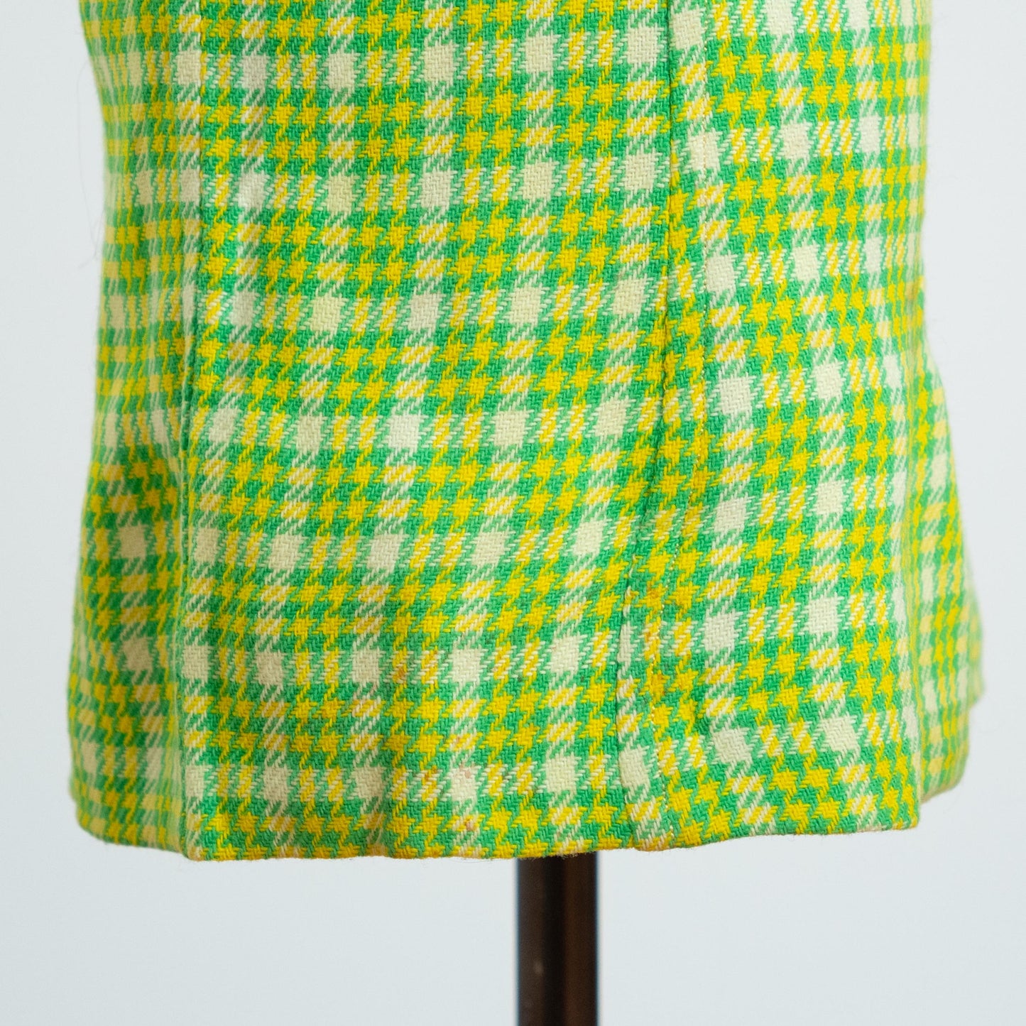Vintage 60s Lime Green Plaid Pinafore, As Is - XXS