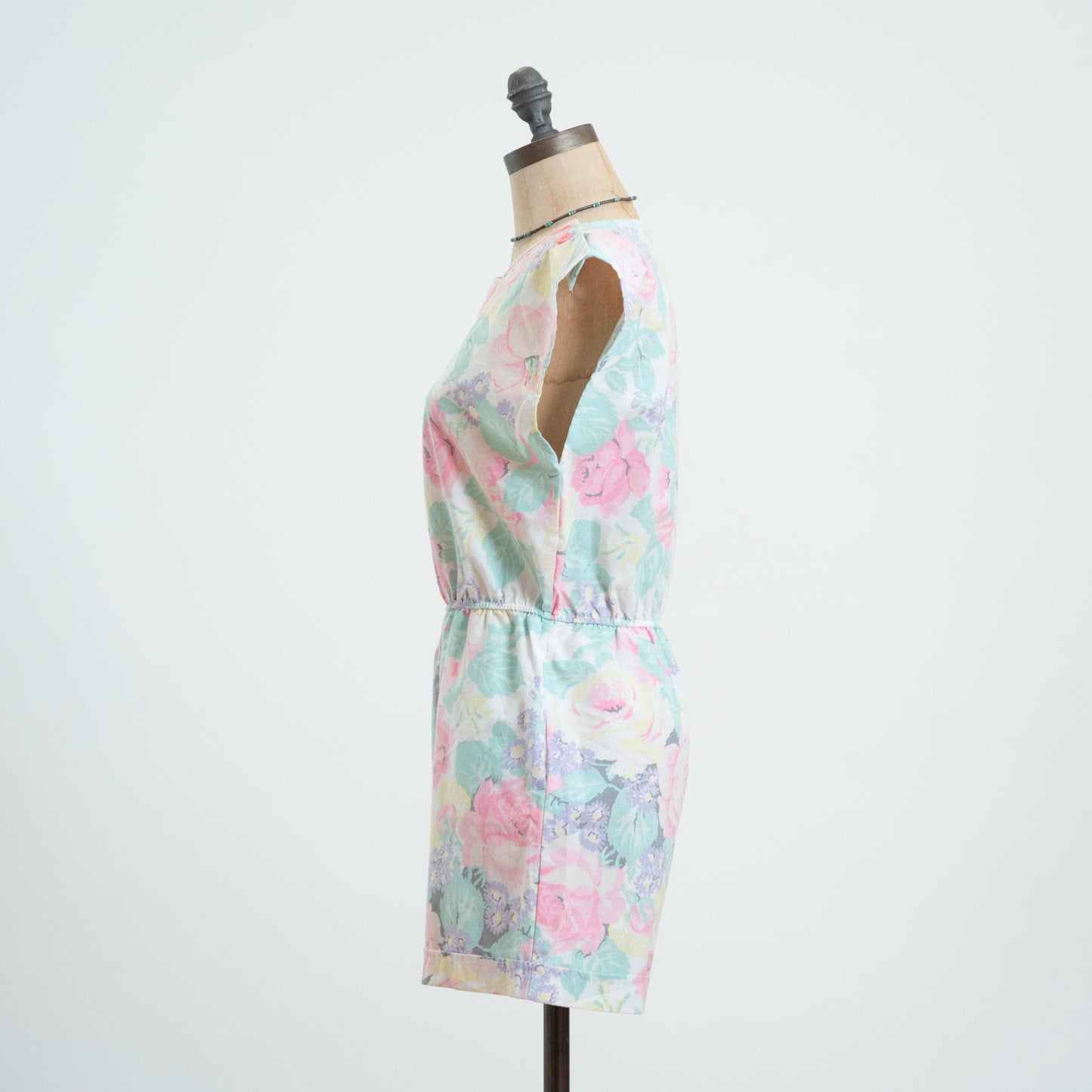Vintage 80s Pastel Rose Floral Romper - Medium