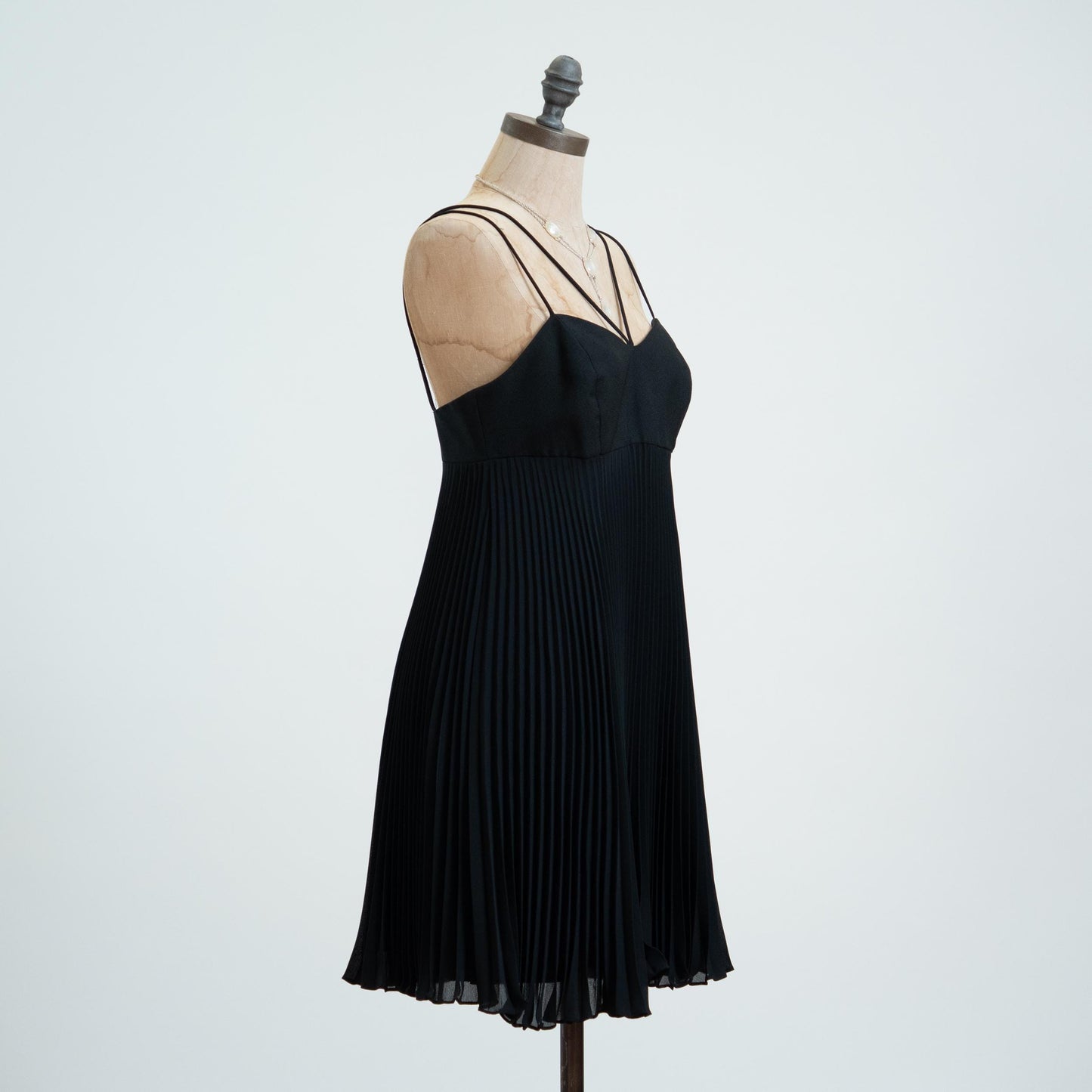 Vintage 80s Black Low Back Babydoll Party Dress - Small