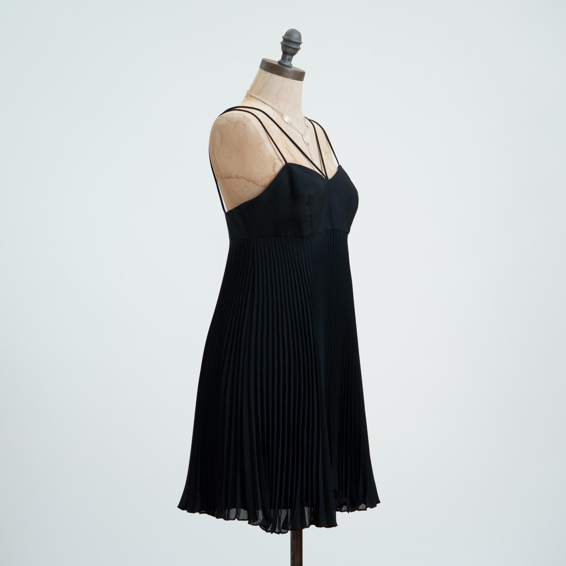 Vintage 80s Black Low Back Babydoll Party Dress - Small