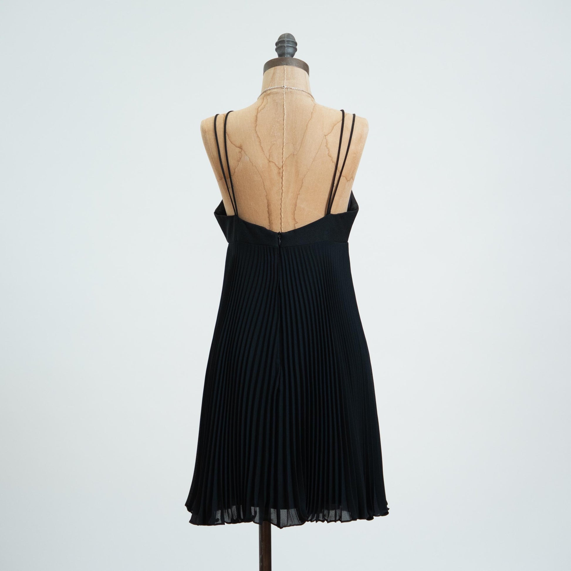 Vintage 80s Black Low Back Babydoll Party Dress - Small