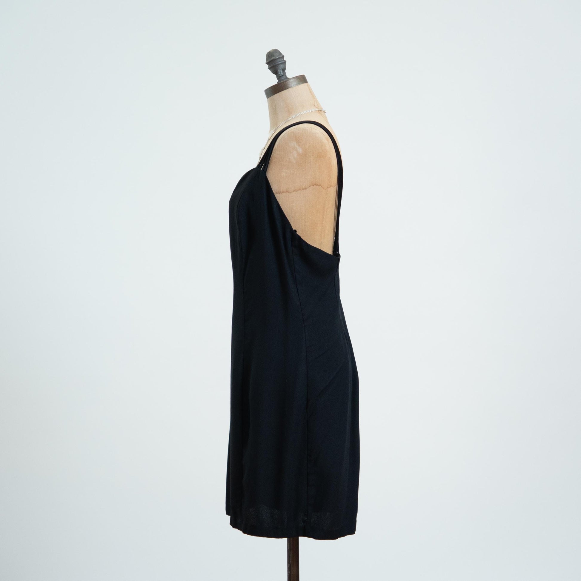 Vintage 90s Black Strappy Low Back Party Dress - Extra Large