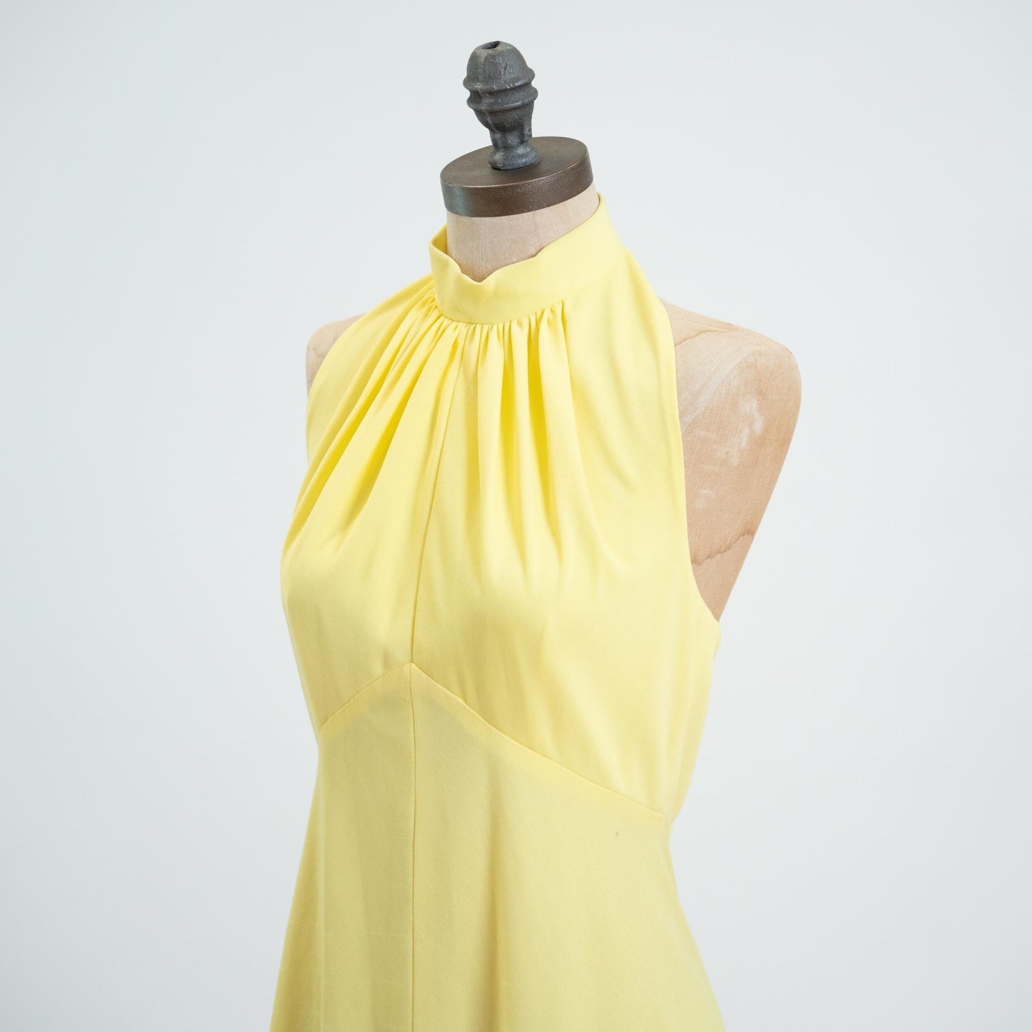 Vintage 70s Yellow Cage Back Mini Dress - Small