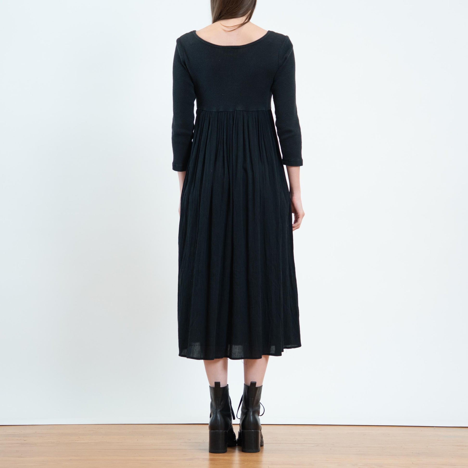 Vintage 90s Witchy Black 3/4 Sleeve Midi Dress - Extra Small