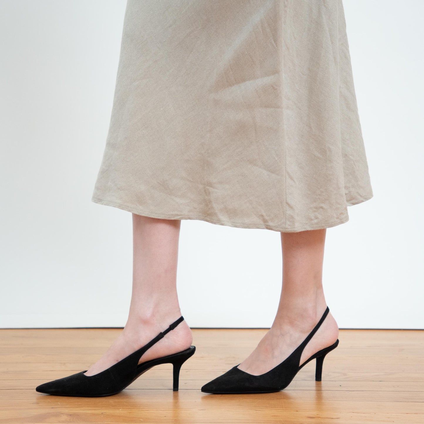 Vintage 90s Linen Bias Cut Midi Skirt - Size 6