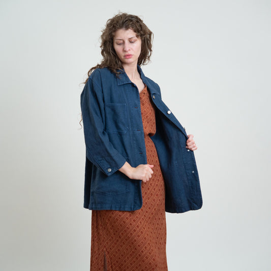 Vintage 90s Eddie Bauer Indigo Blue Chore Jacket - Extra Large