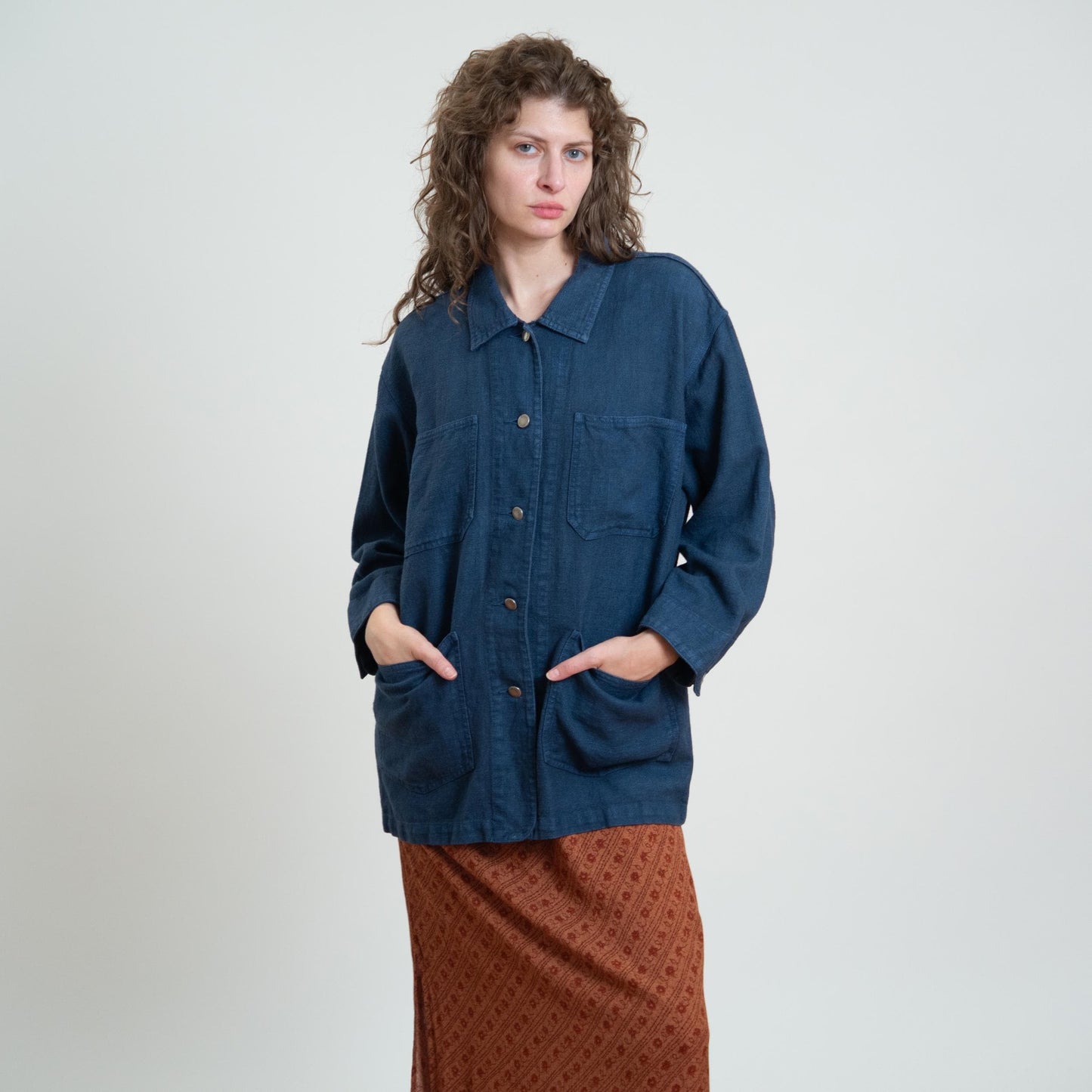 Vintage 90s Eddie Bauer Indigo Blue Chore Jacket - Extra Large