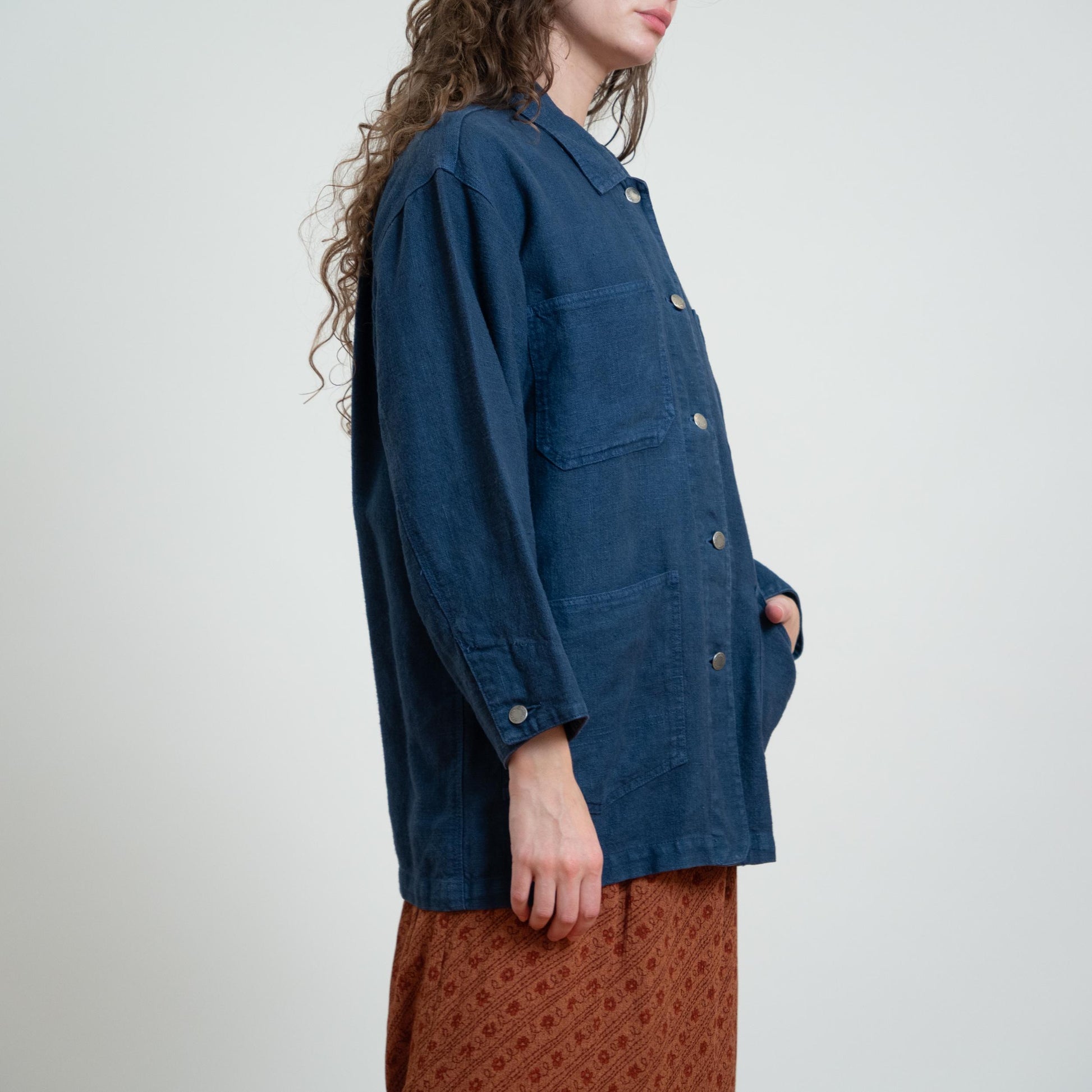 Vintage 90s Eddie Bauer Indigo Blue Chore Jacket - Extra Large