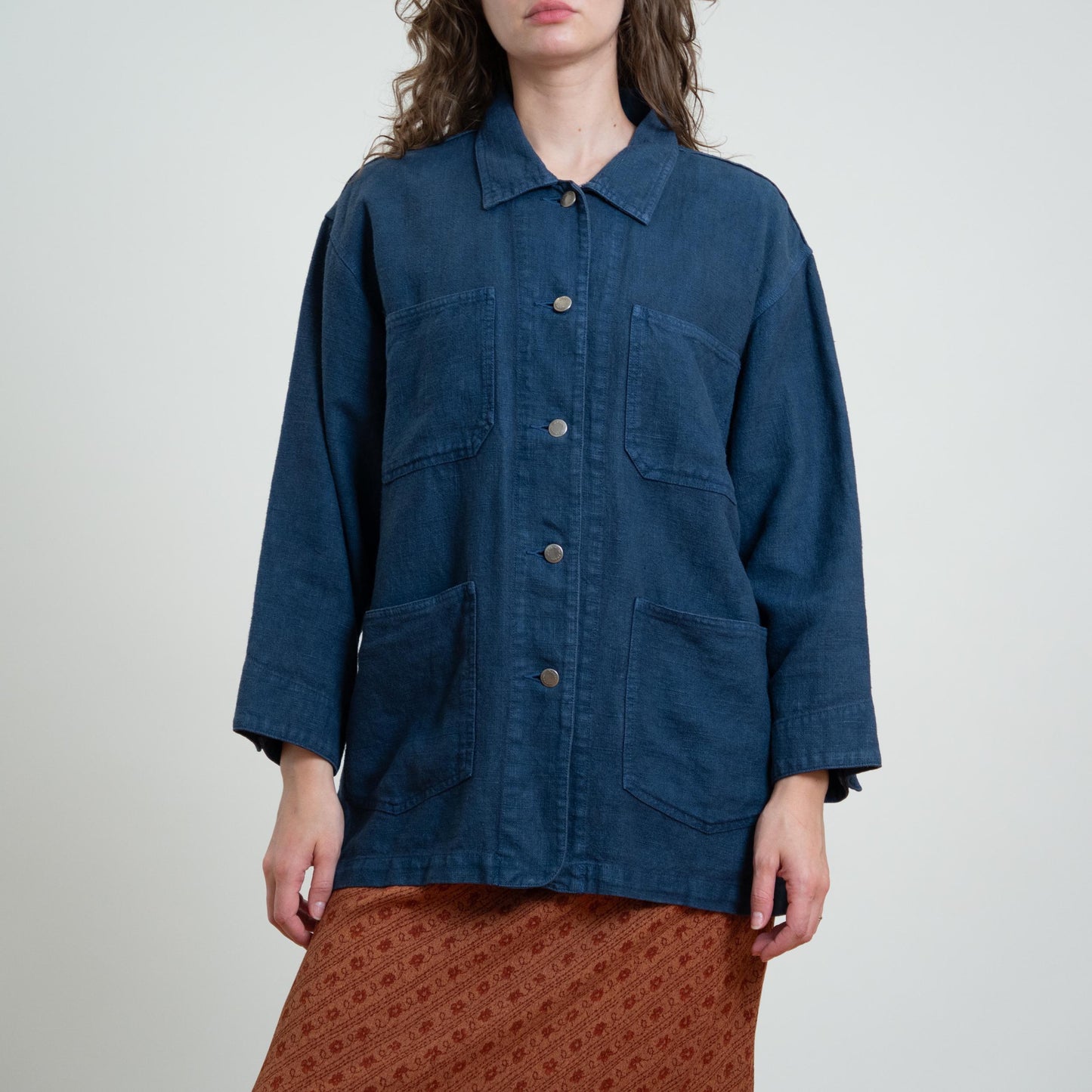 Vintage 90s Eddie Bauer Indigo Blue Chore Jacket - Extra Large