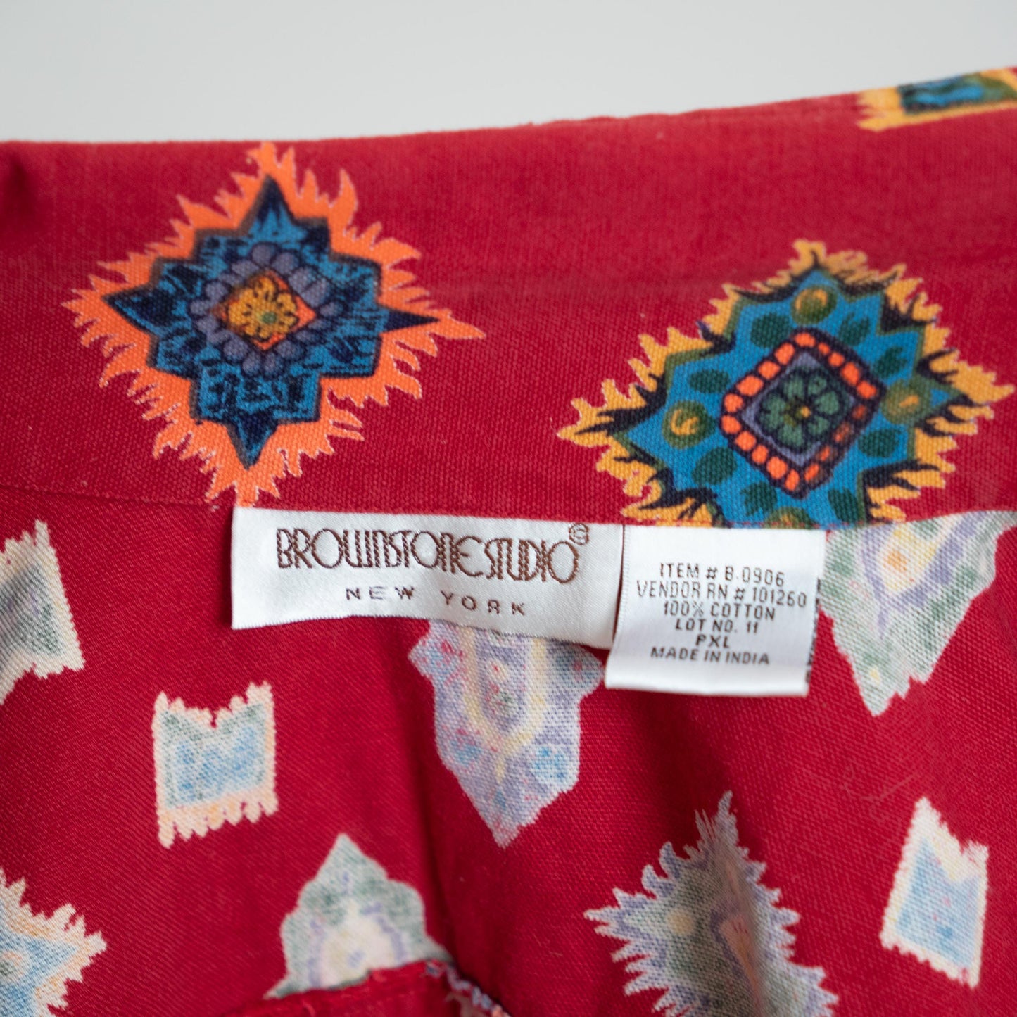 Vintage 90s Red Southwestern Print Cotton Jacket - Petite XL