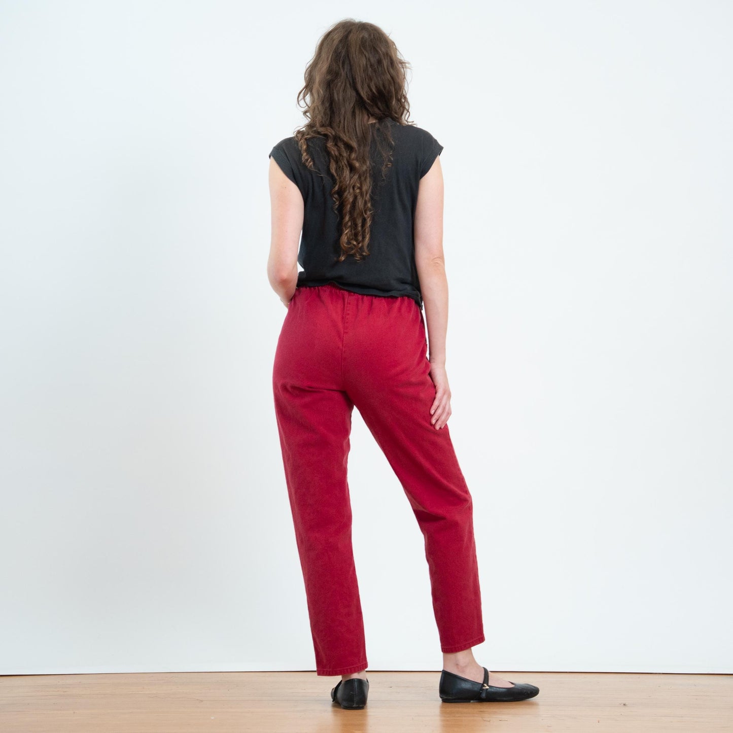 Vintage 80s Cherry Red Cotton Twill Lounge Pants - Medium