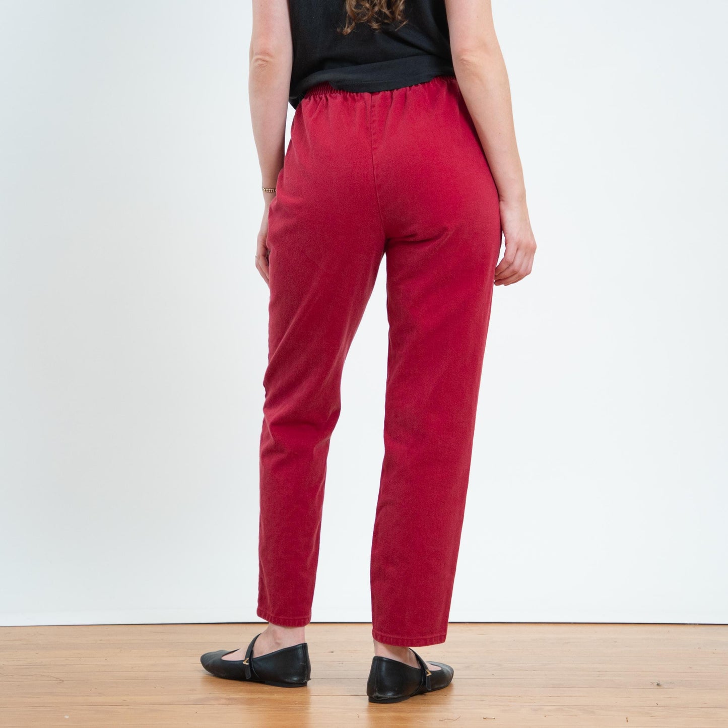 Vintage 80s Cherry Red Cotton Twill Lounge Pants - Medium
