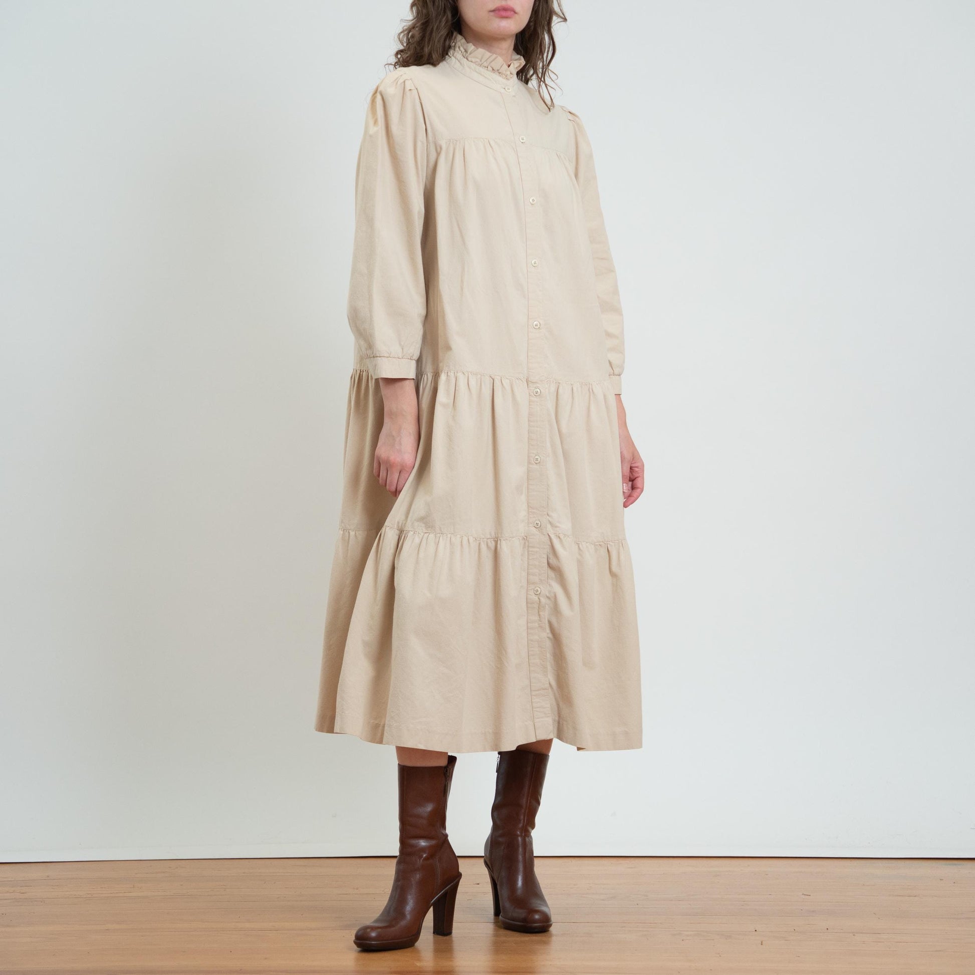 Vintage 70s Does Victorian Drop Waist Prairie Dress - Medium