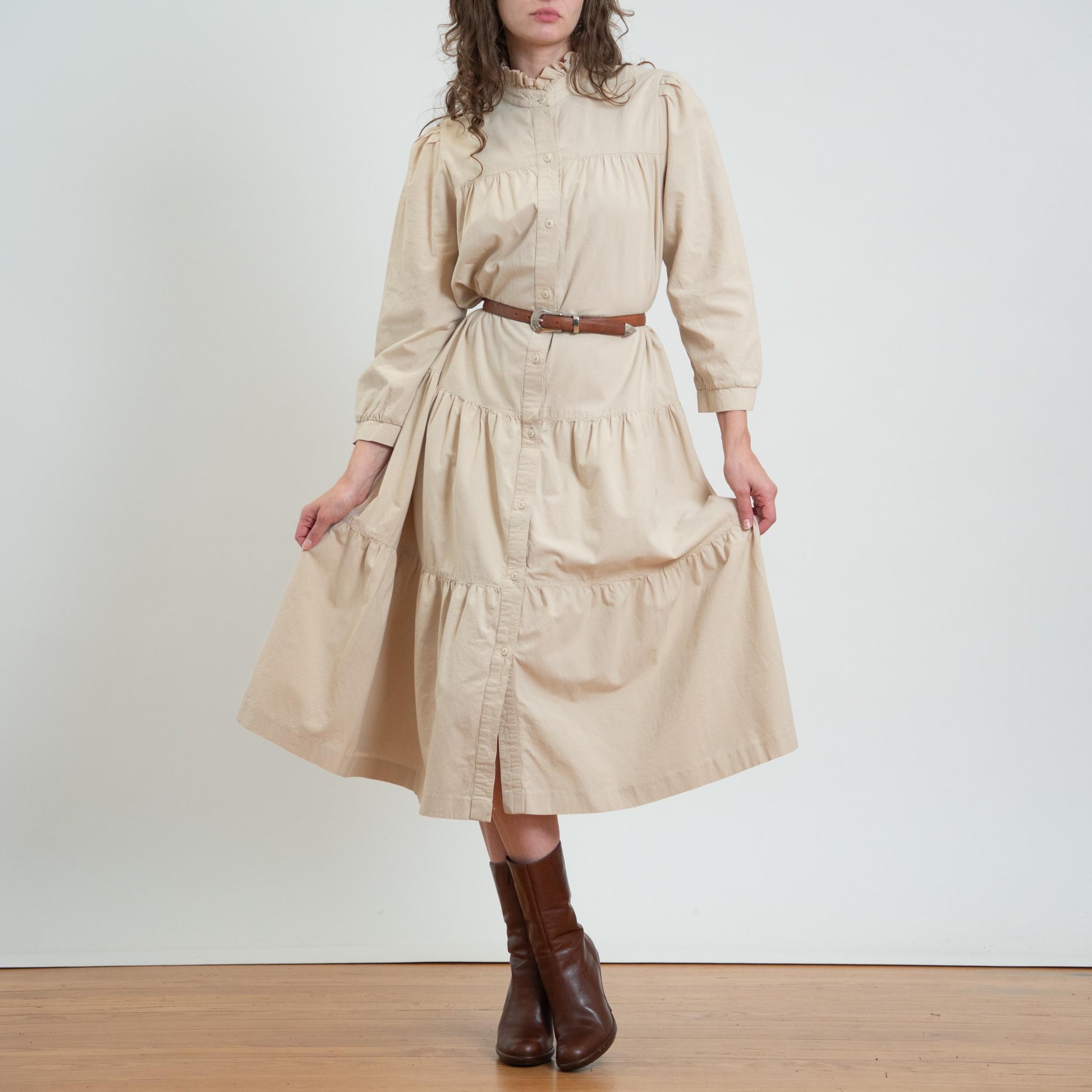 Vintage 70s Does Victorian Drop Waist Prairie Dress - Medium