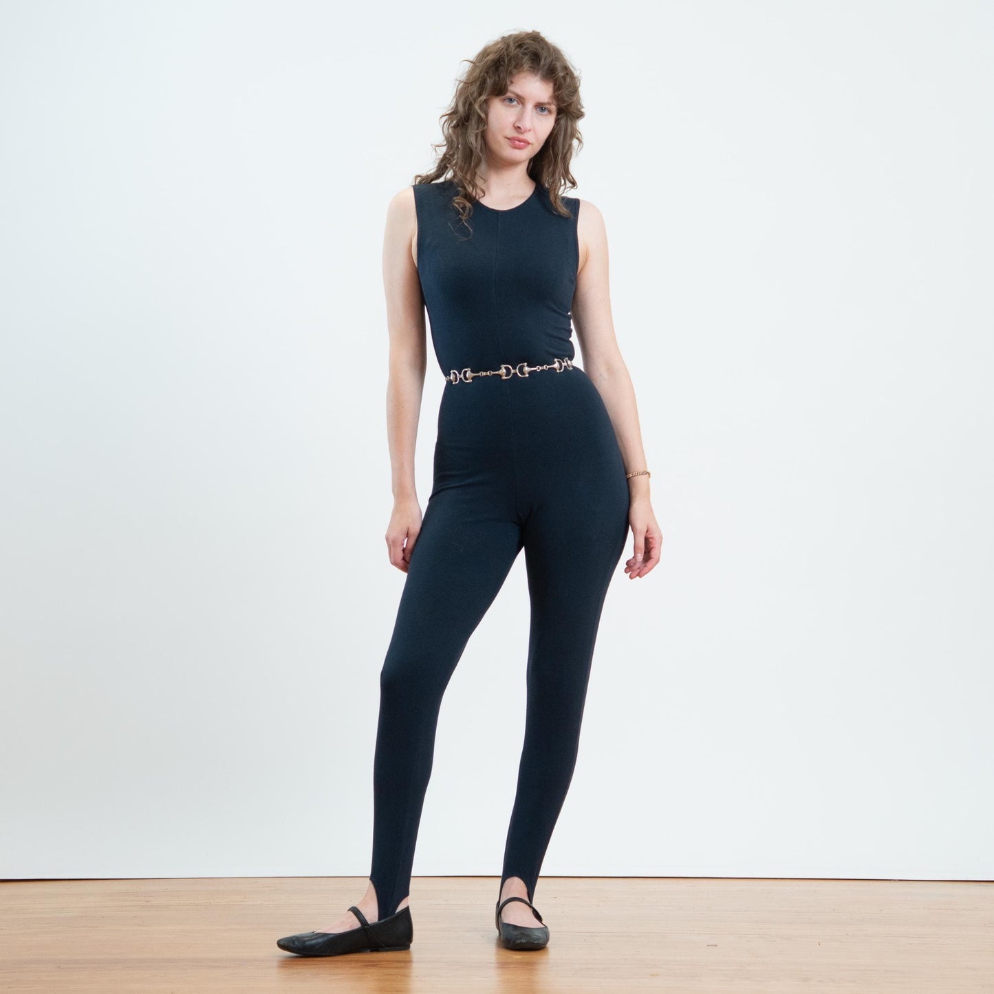 Vintage 80s Black Stirrup Catsuit - XS to Small