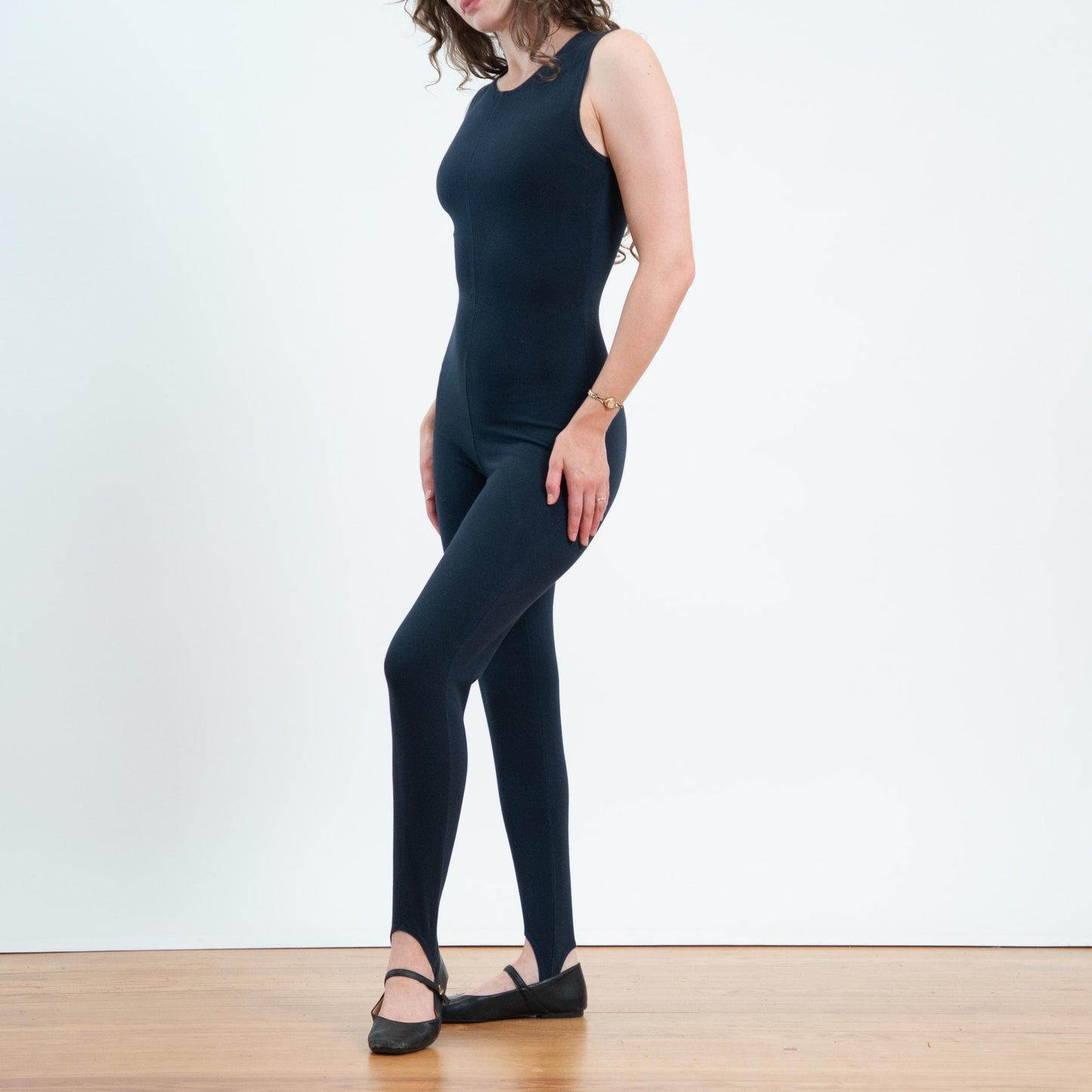 Vintage 80s Black Stirrup Catsuit - XS to Small