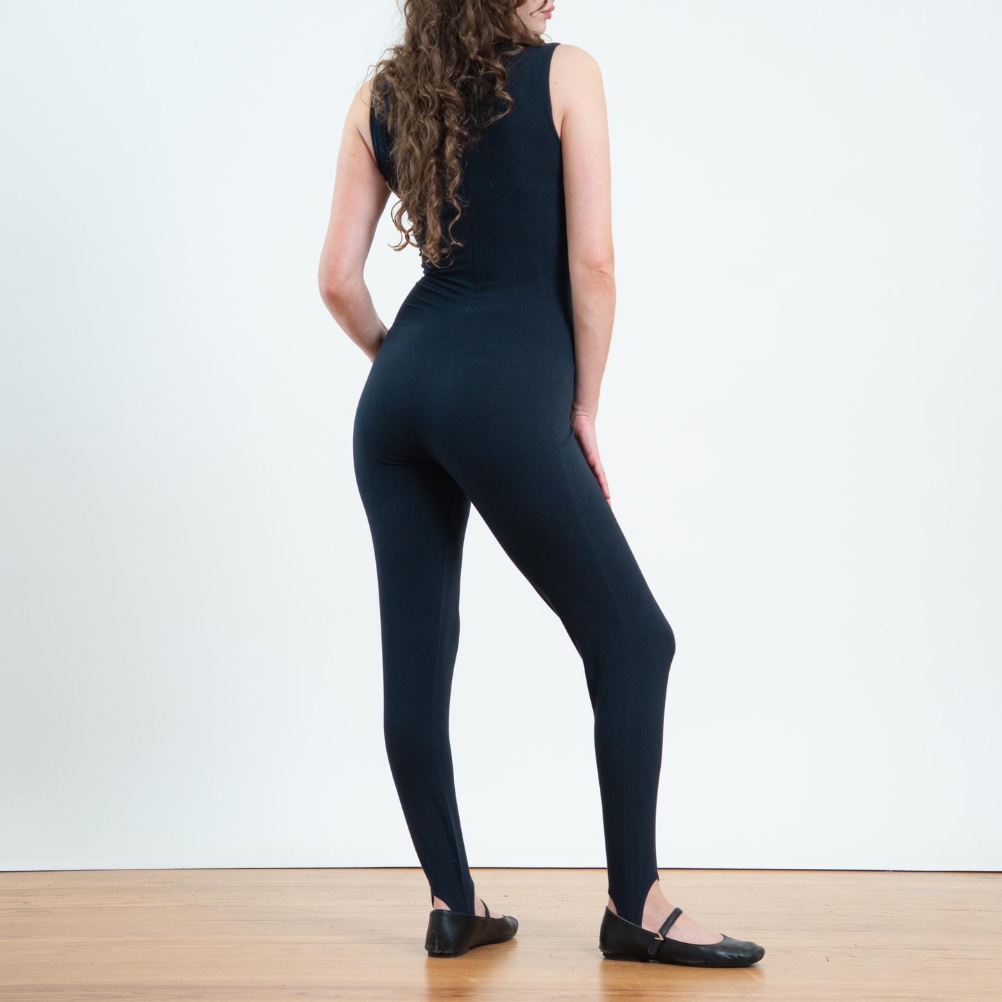 Vintage 80s Black Stirrup Catsuit - XS to Small