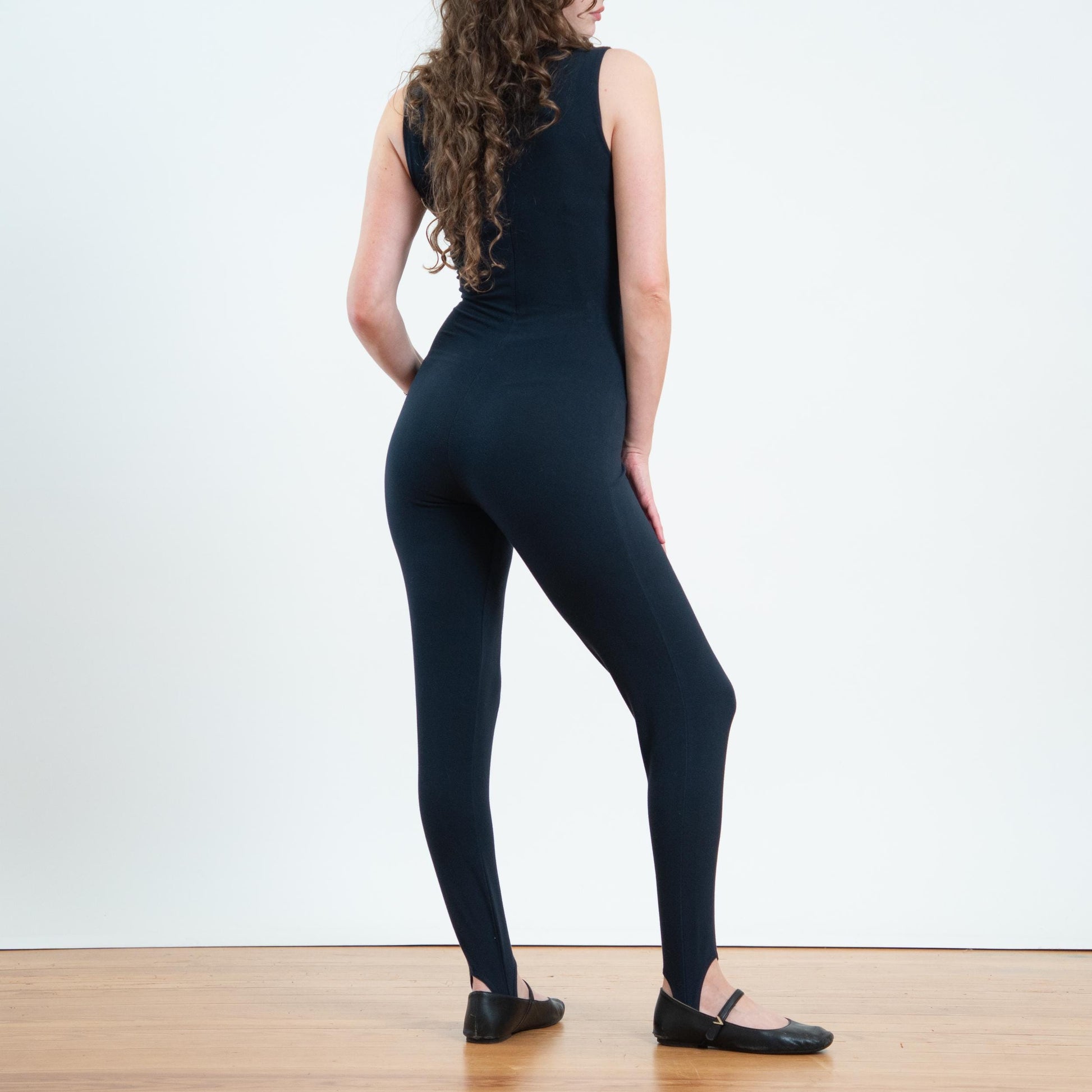 Vintage 80s Black Stirrup Catsuit - XS to Small