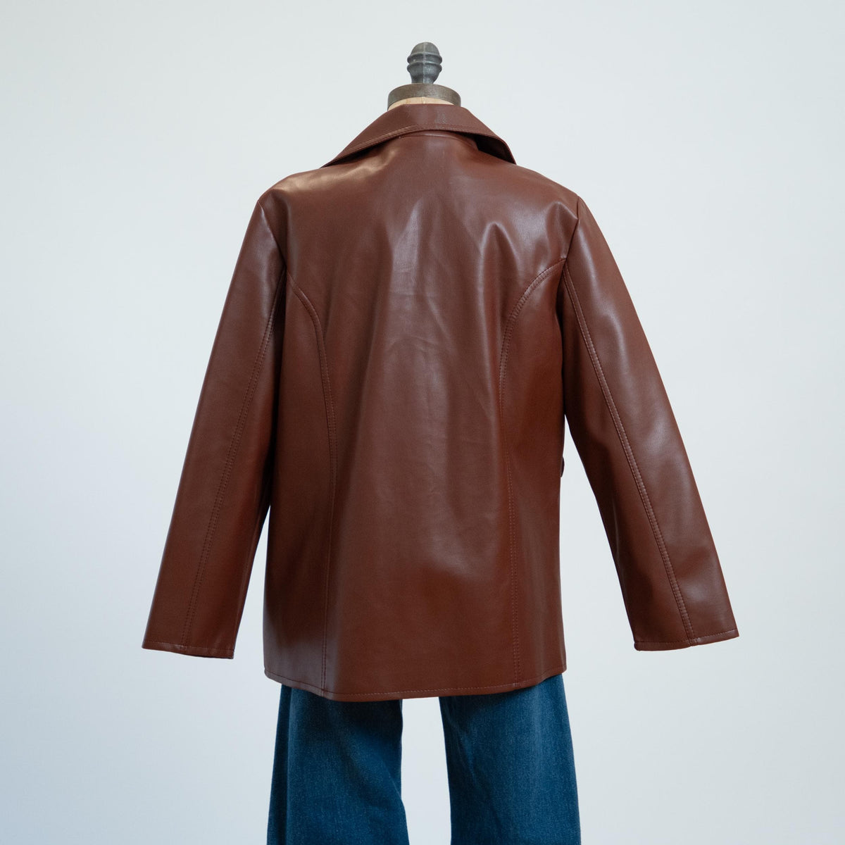 Vintage 70s Brown Vinyl Faux Leather Jacket - Extra Large | Button Up Notched Collar Blazer