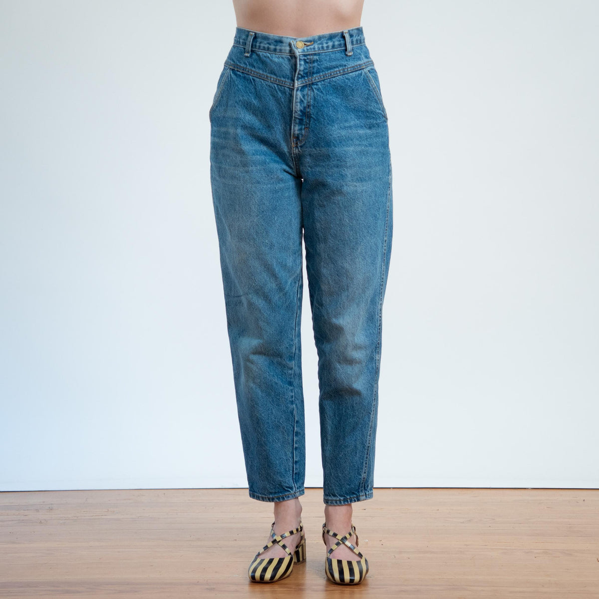 Vintage 80s Yoked High Waisted Jeans - Petite Large, 31" Waist | Jack Mulqueen Denim Mom Jeans