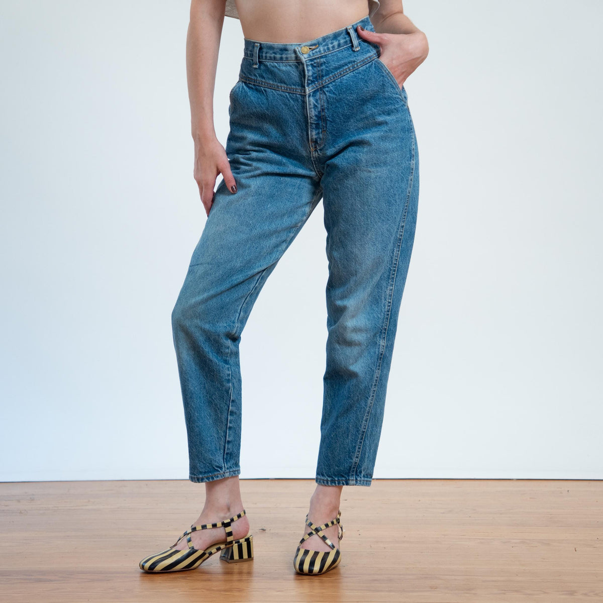 Vintage 80s Yoked High Waisted Jeans - Petite Large, 31" Waist | Jack Mulqueen Denim Mom Jeans
