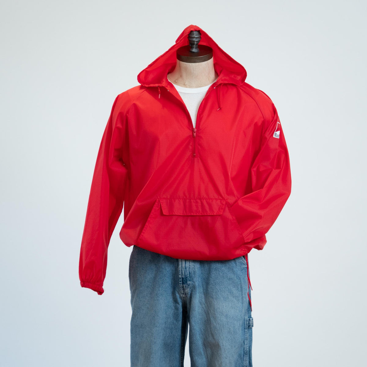 Vintage 90s Marlboro Hooded Windbreaker - Large | Red Cigarette Brand Lightweight Pullover Jacket