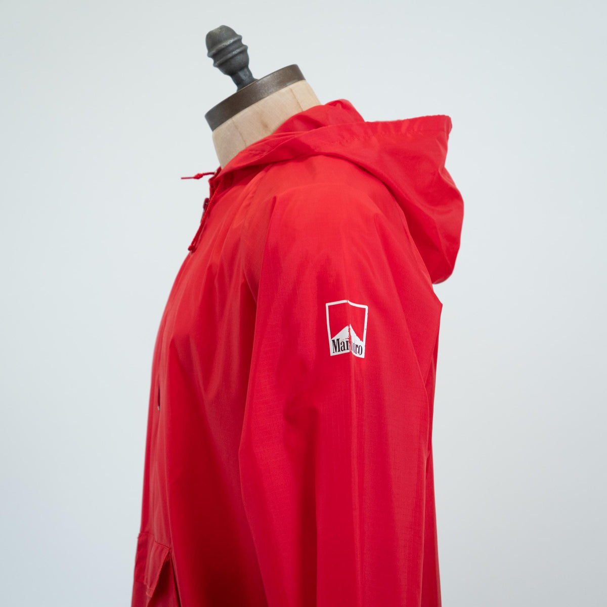 Vintage 90s Marlboro Hooded Windbreaker - Large | Red Cigarette Brand Lightweight Pullover Jacket