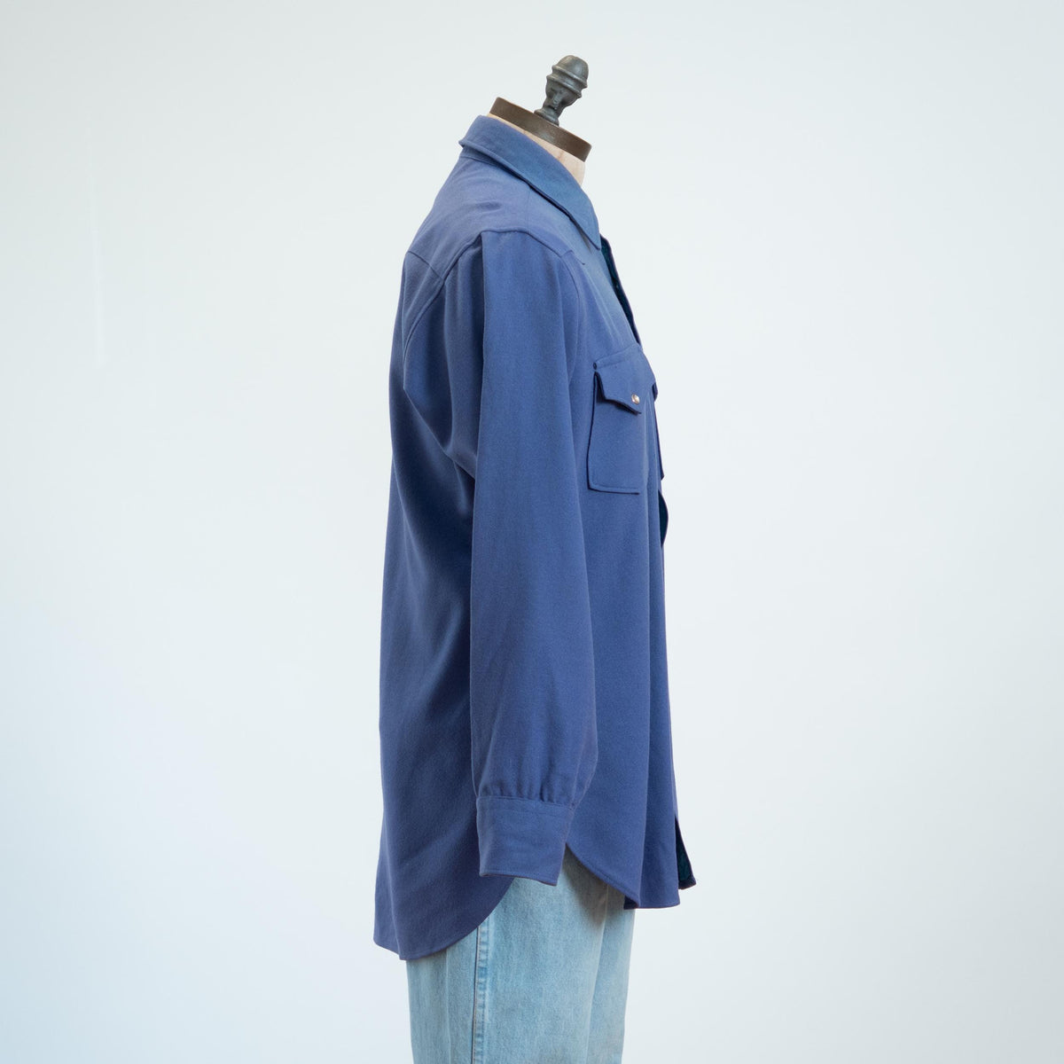 Vintage 70s Pendleton Slate Blue Wool Pearl Snap Shirt - Large | Western Distressed Long Sleeve Overshirt