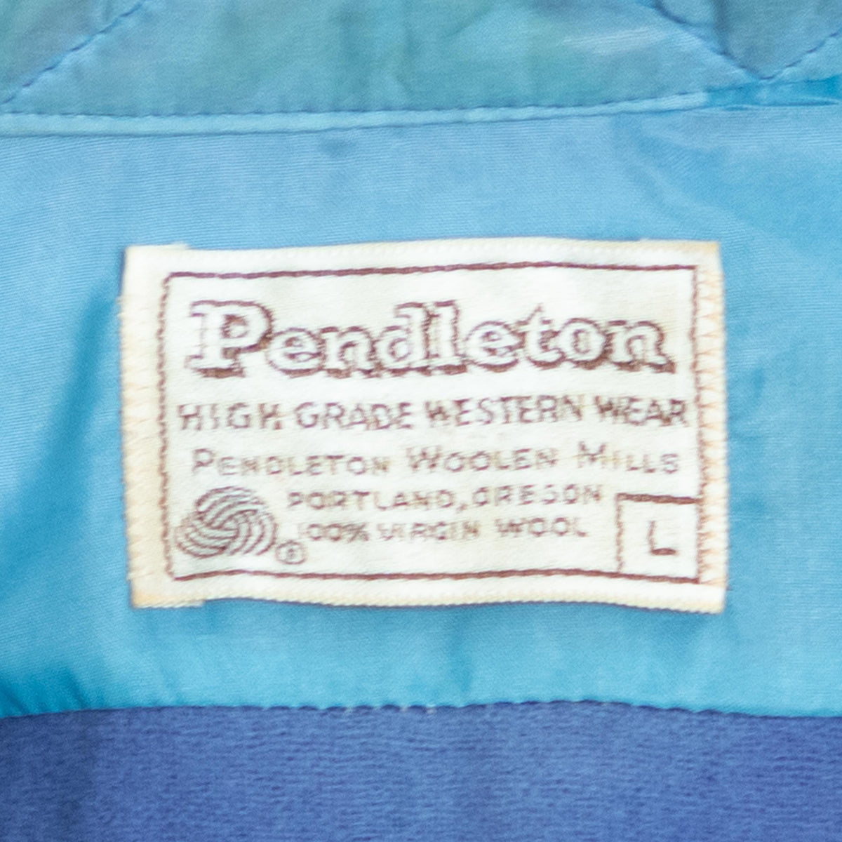 Vintage 70s Pendleton Slate Blue Wool Pearl Snap Shirt - Large | Western Distressed Long Sleeve Overshirt