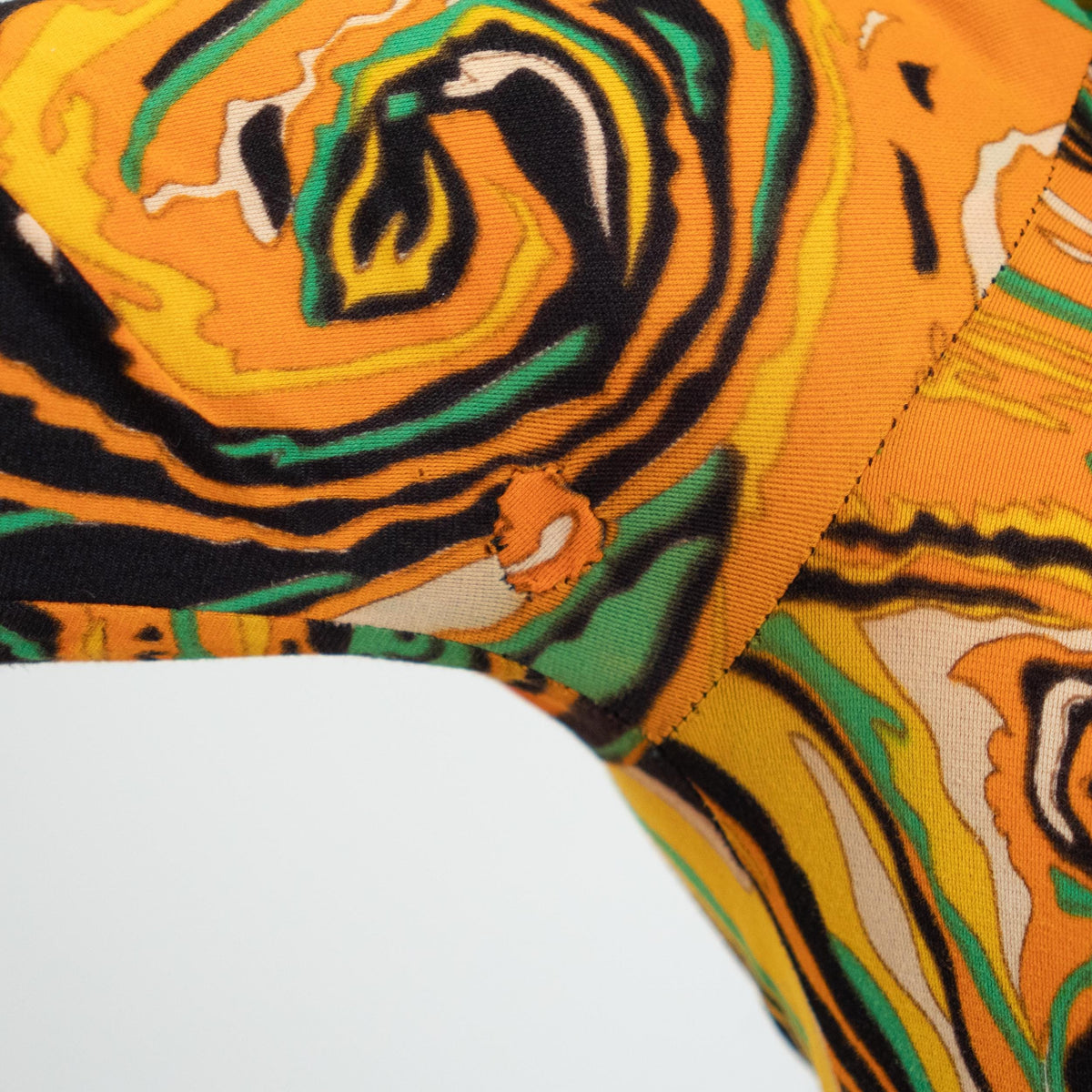 Vintage 60s 70s Psychedelic Orange Marbled Maxi Dress - Extra Small | Boho Long Sleeve Abstract Print Dress