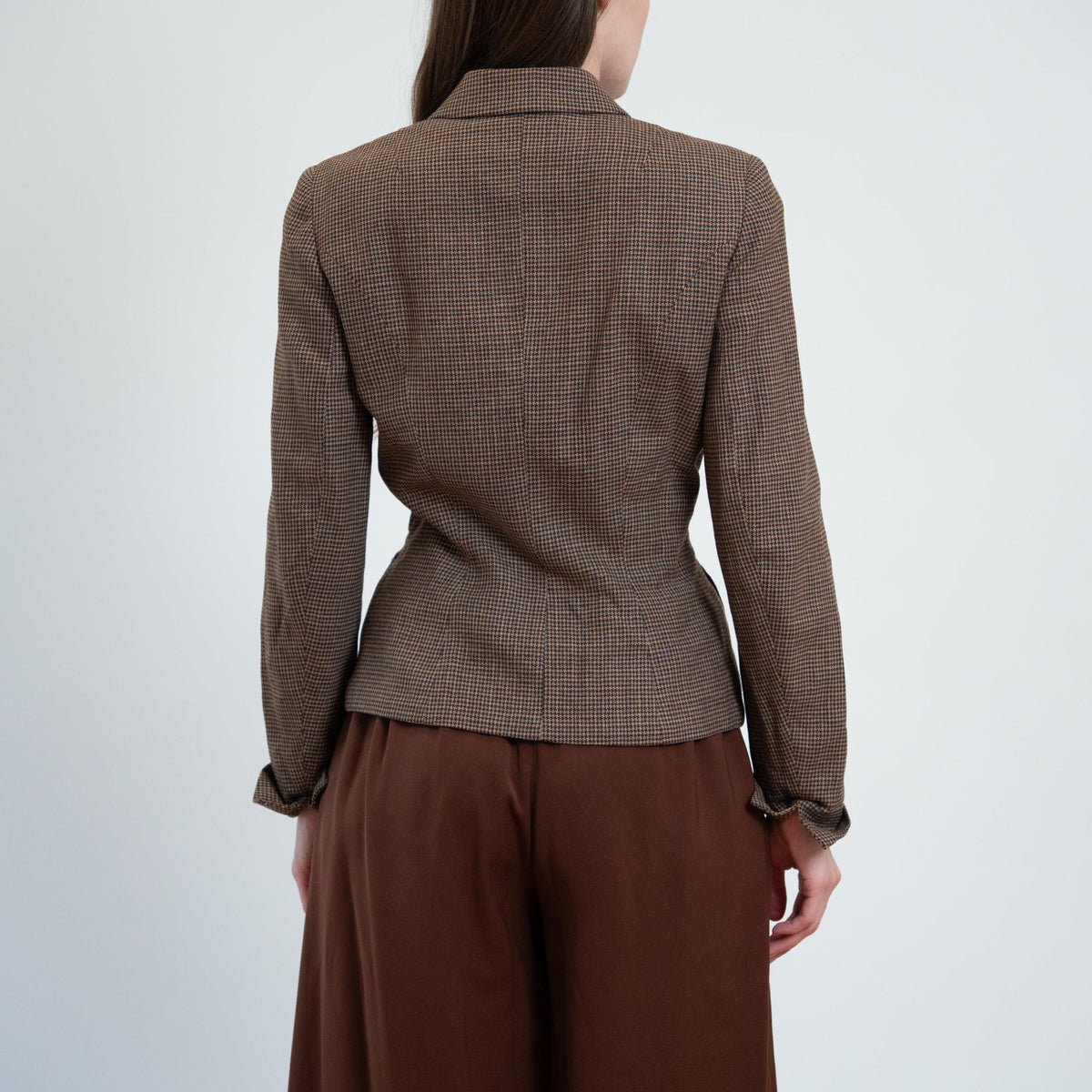 Vintage 40s Brown Tweed Fitted Blazer - Small | 1940s Button Up Wool Jacket