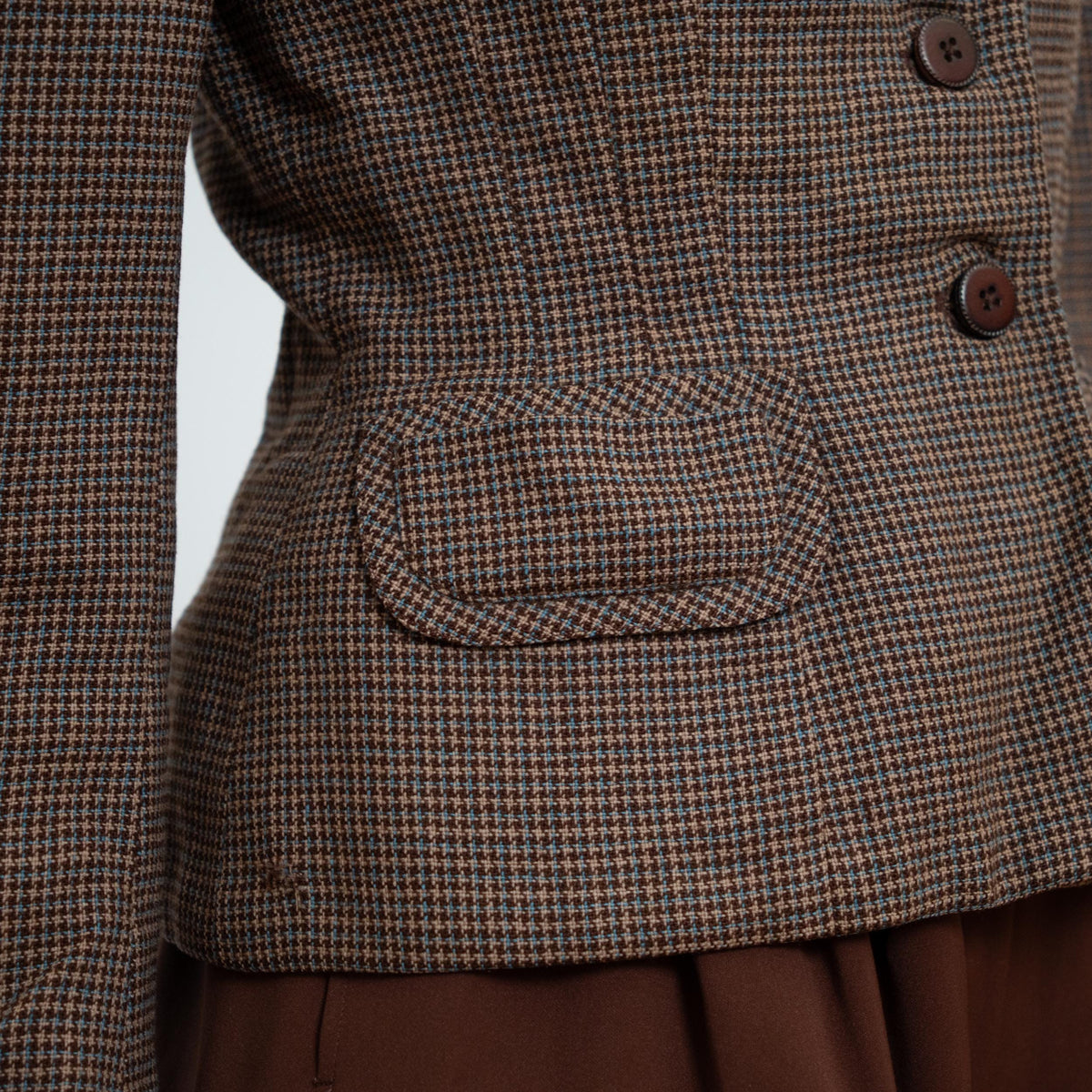 Vintage 40s Brown Tweed Fitted Blazer - Small | 1940s Button Up Wool Jacket