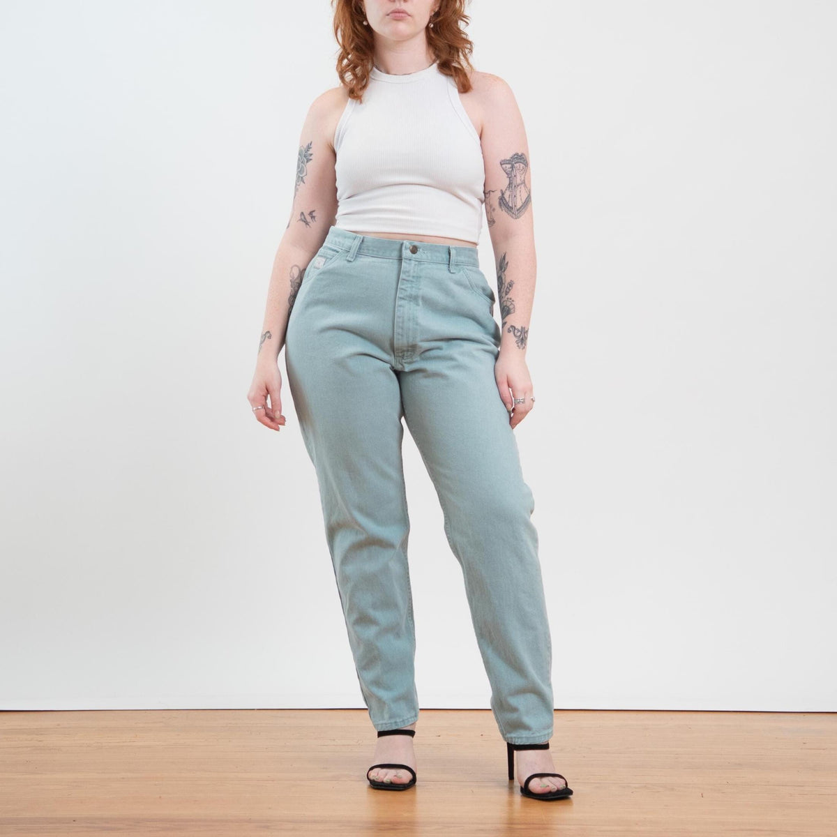 Vintage 90s Wrangler Mint Green Curvy Fit Jeans - Large, 31" Waist | Denim High Waisted Mom Jeans