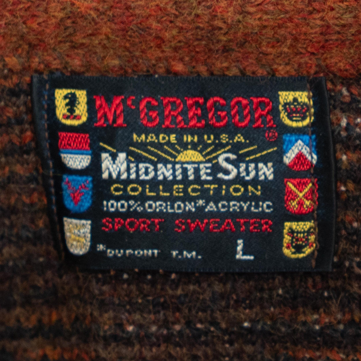 Vintage 60s McGregor Midnite Sun Autumn Argyle Cardigan - Unisex Large | Brown Shaggy Knit Button Up Sweater