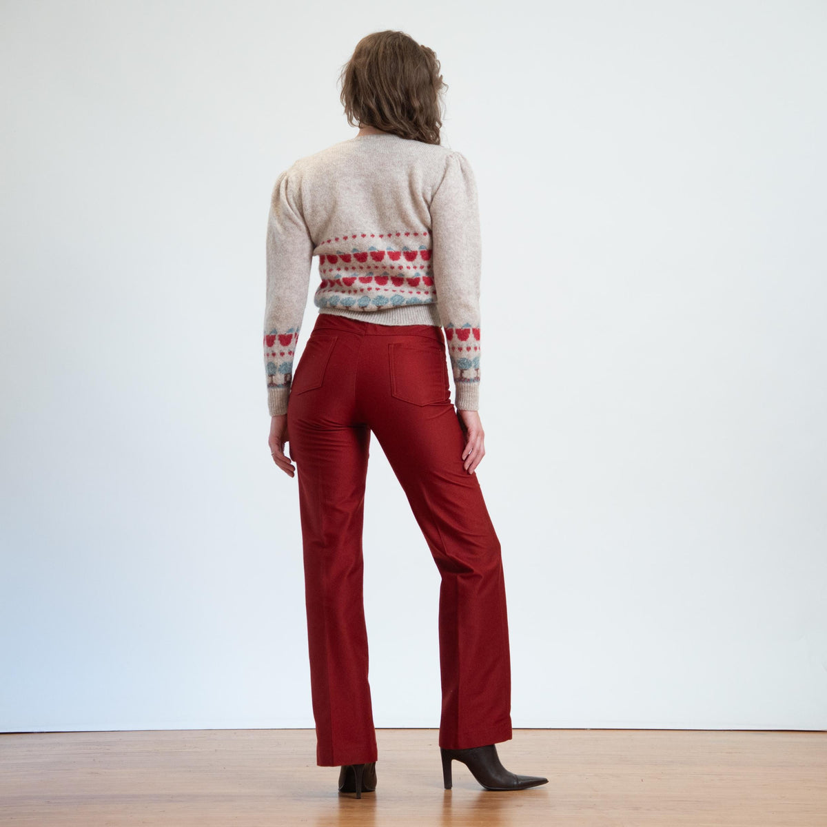 Vintage 70s Rust Red Ribbed Trousers - Men's XS, Women's Small, 29" Waist | Unisex High Waisted Bootcut Pants