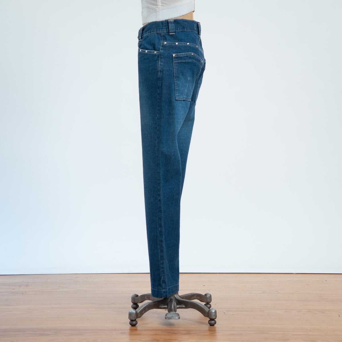 Vintage Y2K Low Rise Studded Flared Jeans - Small | Dark Wash Denim Flares
