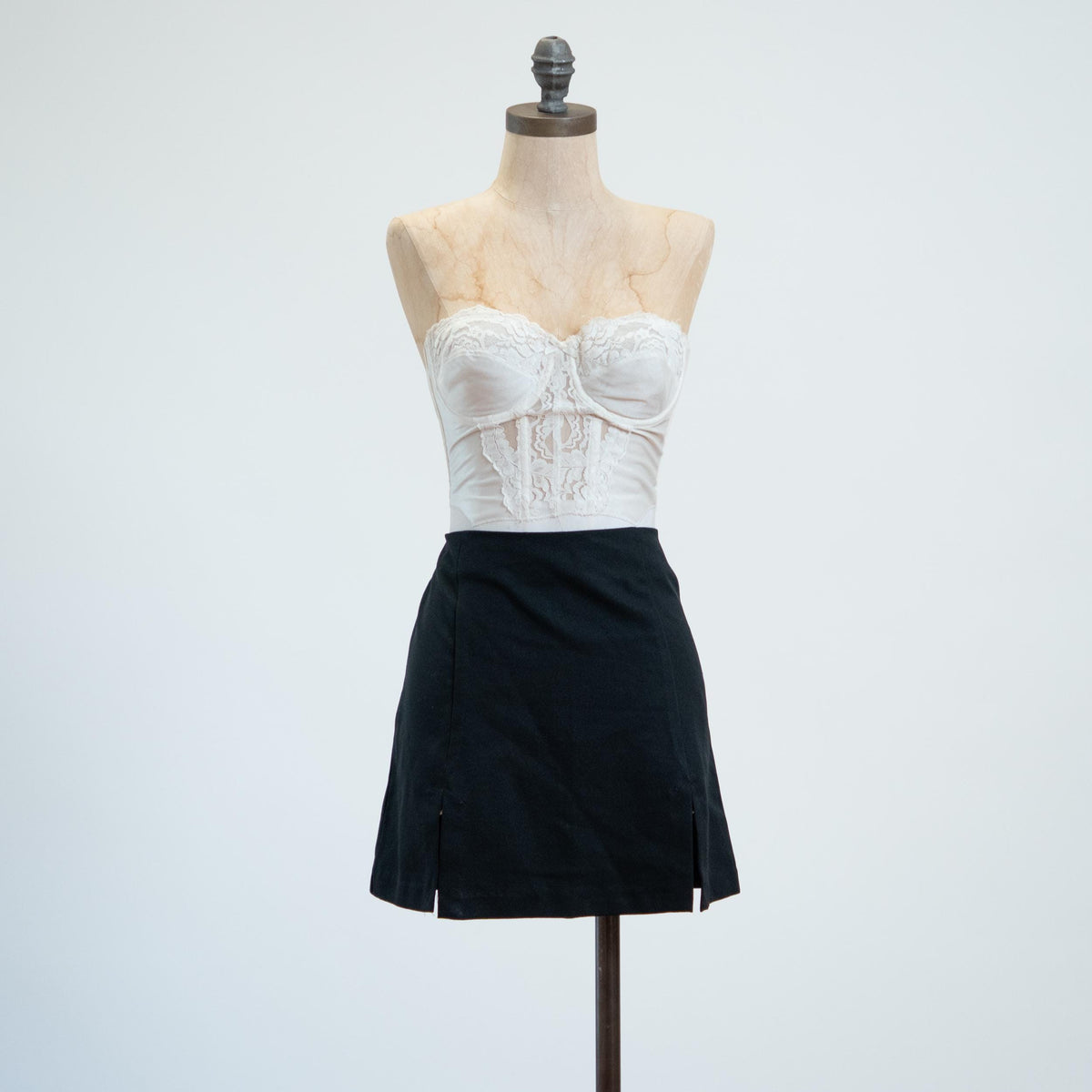 Vintage 90s Black A-Line Mini Skirt - Medium, 28" Waist | High Waisted Minimalist Miniskirt