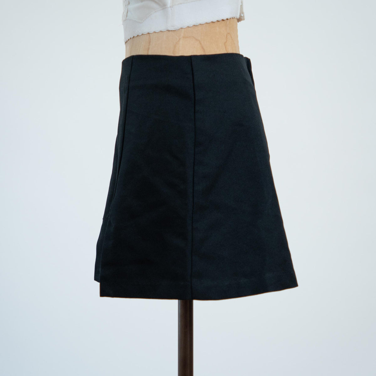 Vintage 90s Black A-Line Mini Skirt - Medium, 28" Waist | High Waisted Minimalist Miniskirt