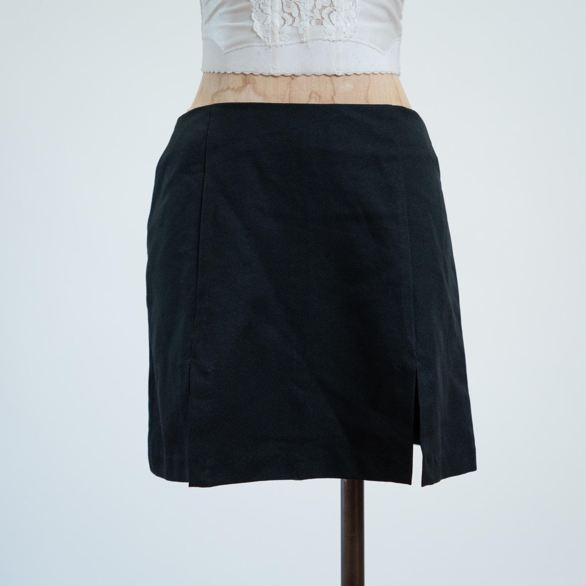 Vintage 90s Black A-Line Mini Skirt - Medium, 28" Waist | High Waisted Minimalist Miniskirt