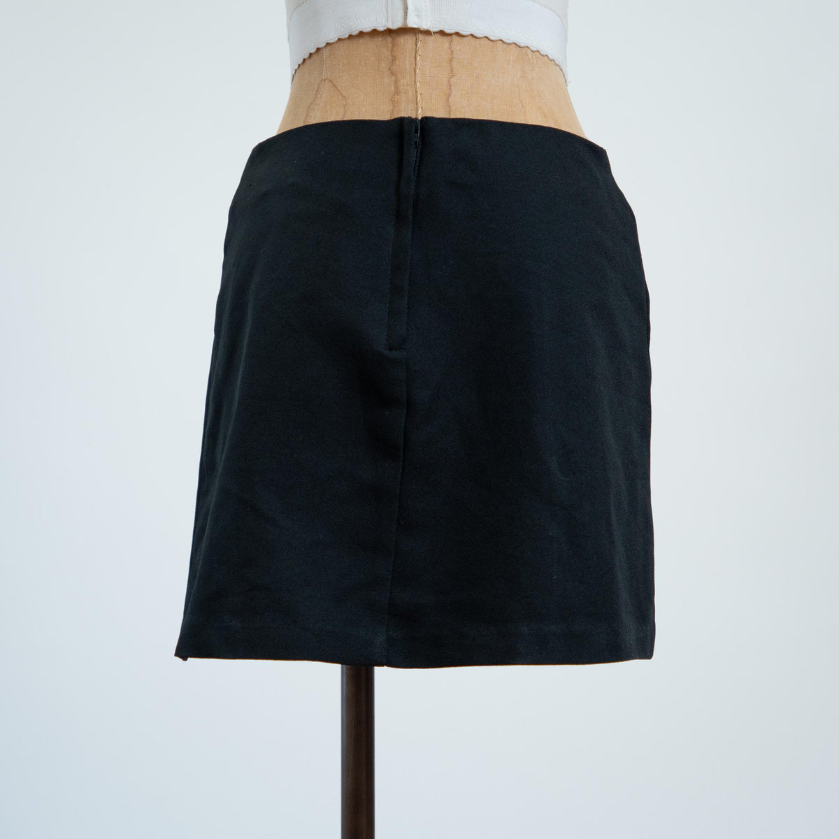 Vintage 90s Black A-Line Mini Skirt - Medium, 28" Waist | High Waisted Minimalist Miniskirt