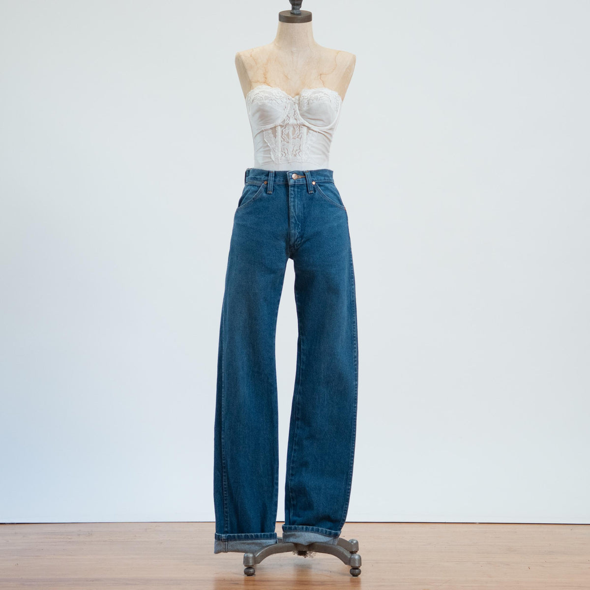 Vintage 90s Wrangler High Waisted Straight Leg Jeans - Extra Small Long, 25" Waist | Denim Western Jeans