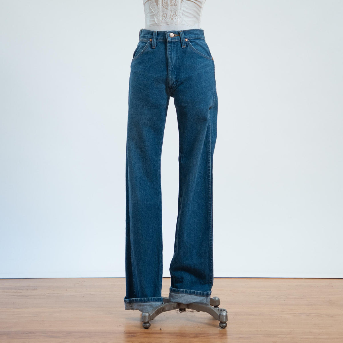 Vintage 90s Wrangler High Waisted Straight Leg Jeans - Extra Small Long, 25" Waist | Denim Western Jeans